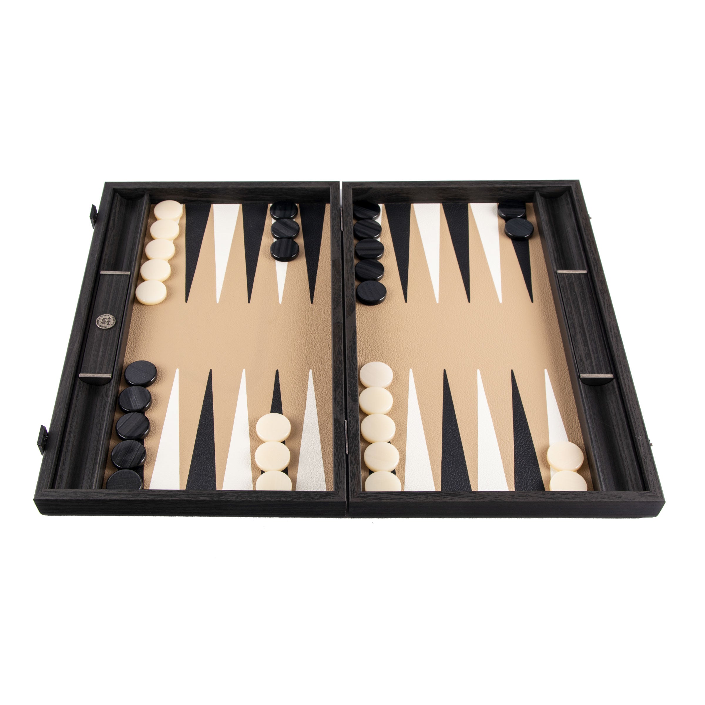 Manopoulos Small Leatherette Backgammon Set Caramel Brown - Acheter Manopou