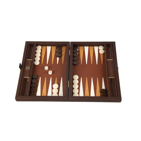 BRAIDED STRAW IN DARK BROWN COLOUR Backgammon (Travel size)