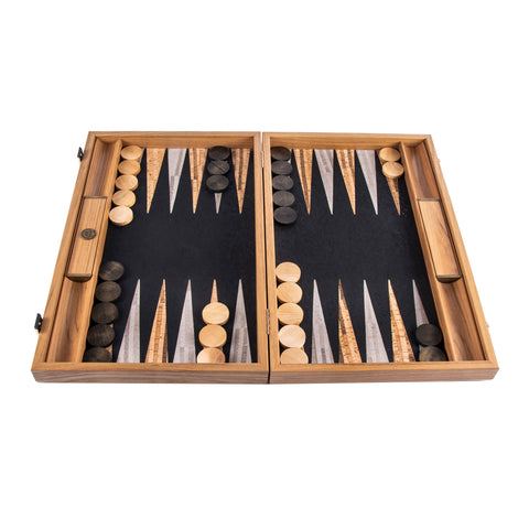 BLACK NATURAL CORK Backgammon (with oak wood checkers)