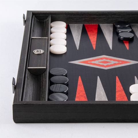 BLACK OAK with SILVER STRIPES Backgammon