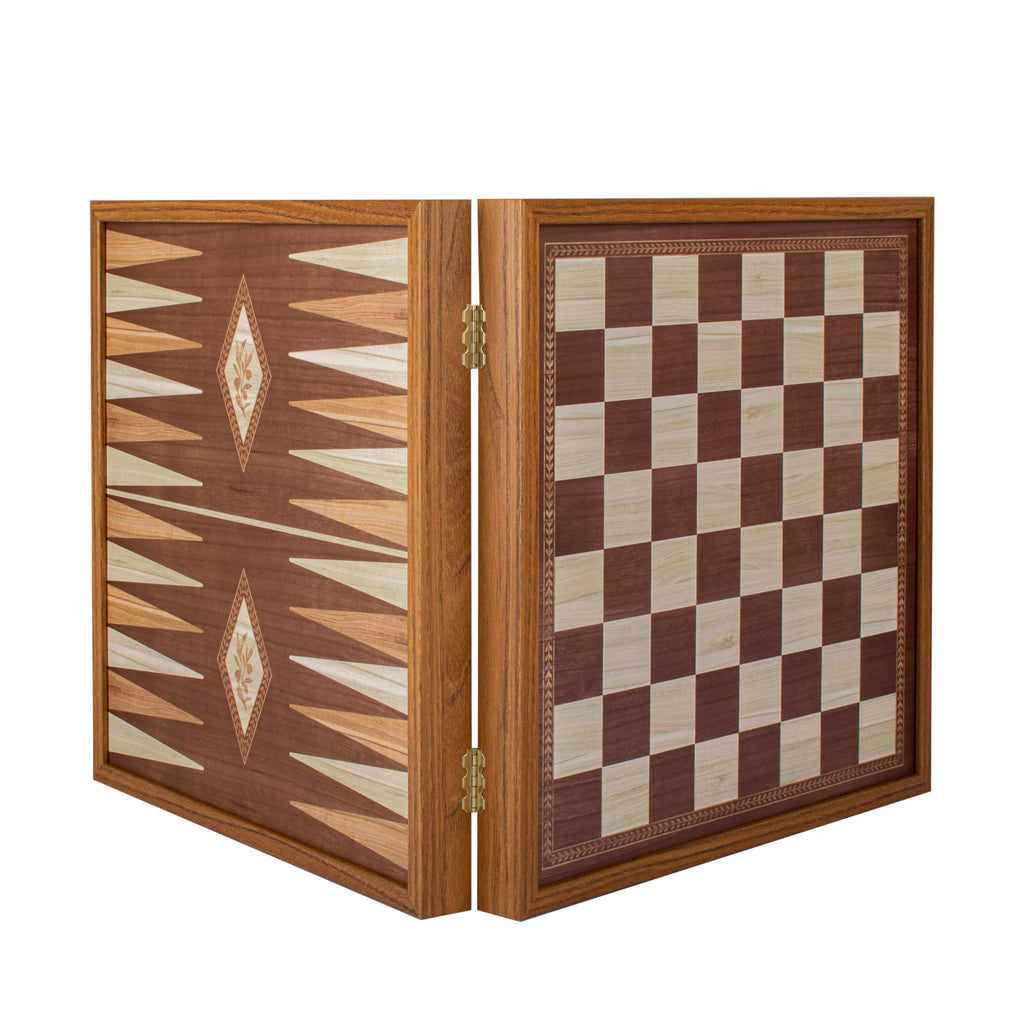 Schach & Backgammon Spiele-Kombo Large Classic Style • MANOPOULOS