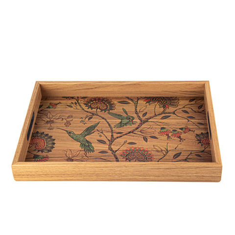 WOODEN TRAY with printed design - BIRDS