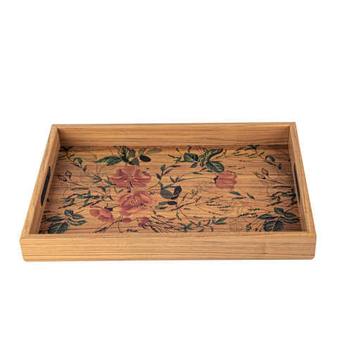 WOODEN TRAY with printed design - FLORAL