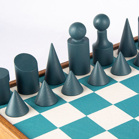 BAUHAUS STYLE Turquoise Chess set 40x40cm (Medium) with chessmen 8.5cm King