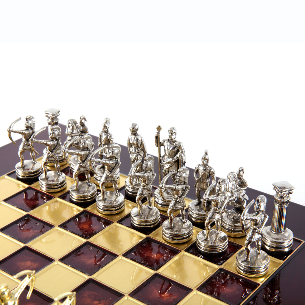 The Manopoulos Archers Luxury Chess Set with Wooden Case [S10RED] - $230.00  - Regency Chess - Finest Quality Chess Sets, Boards & Pieces