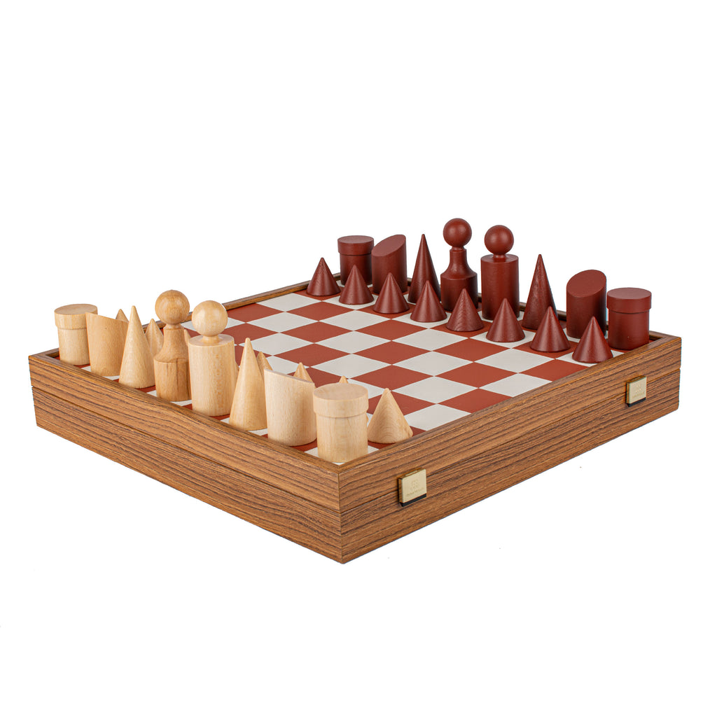 BAUHAUS STYLE Terracotta & White Chess set 40x40cm (Medium) with chess -  MANOPOULOS Chess & Backgammon
