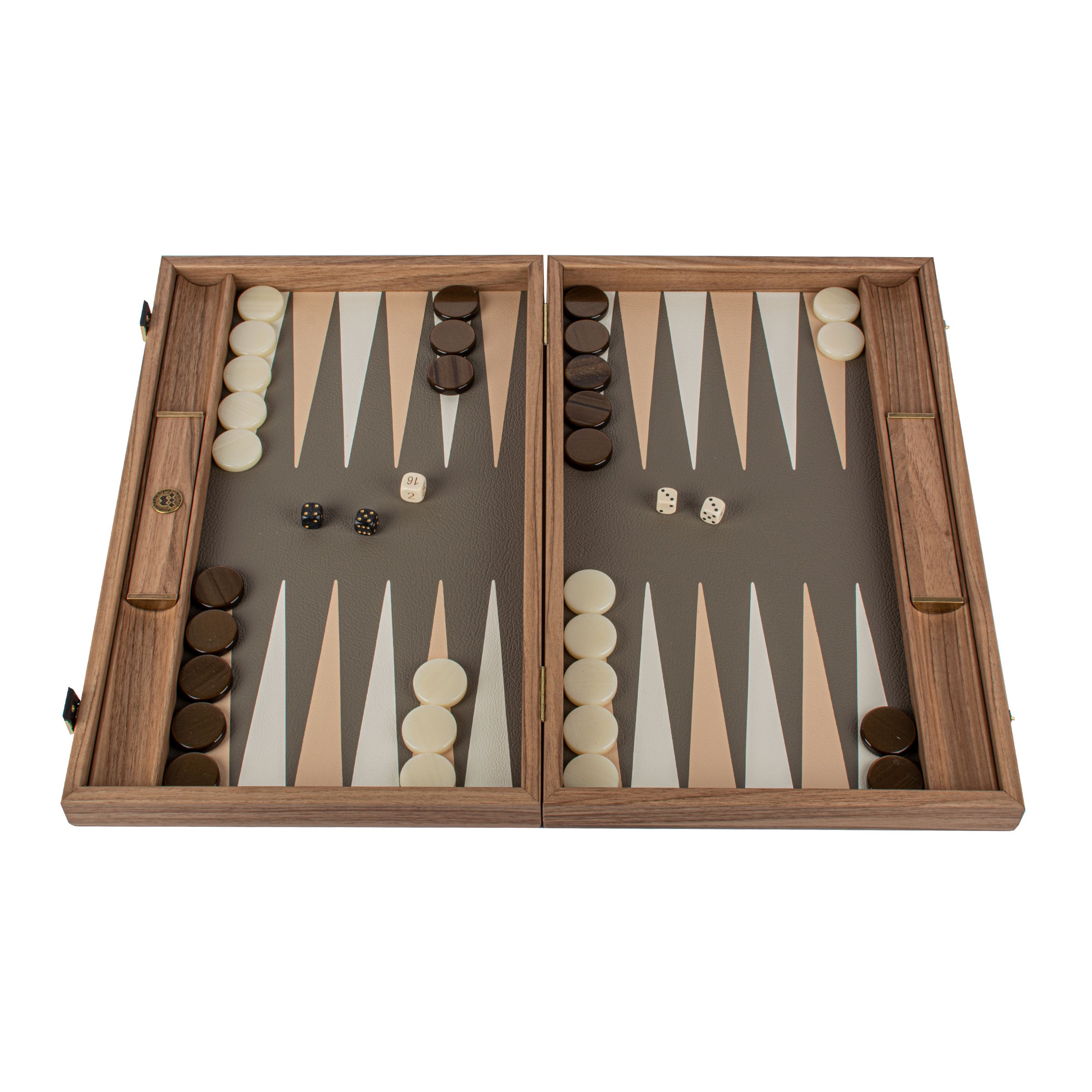 Premium Crocodile Tote Backgammon Set - Grey Beige Leatherette