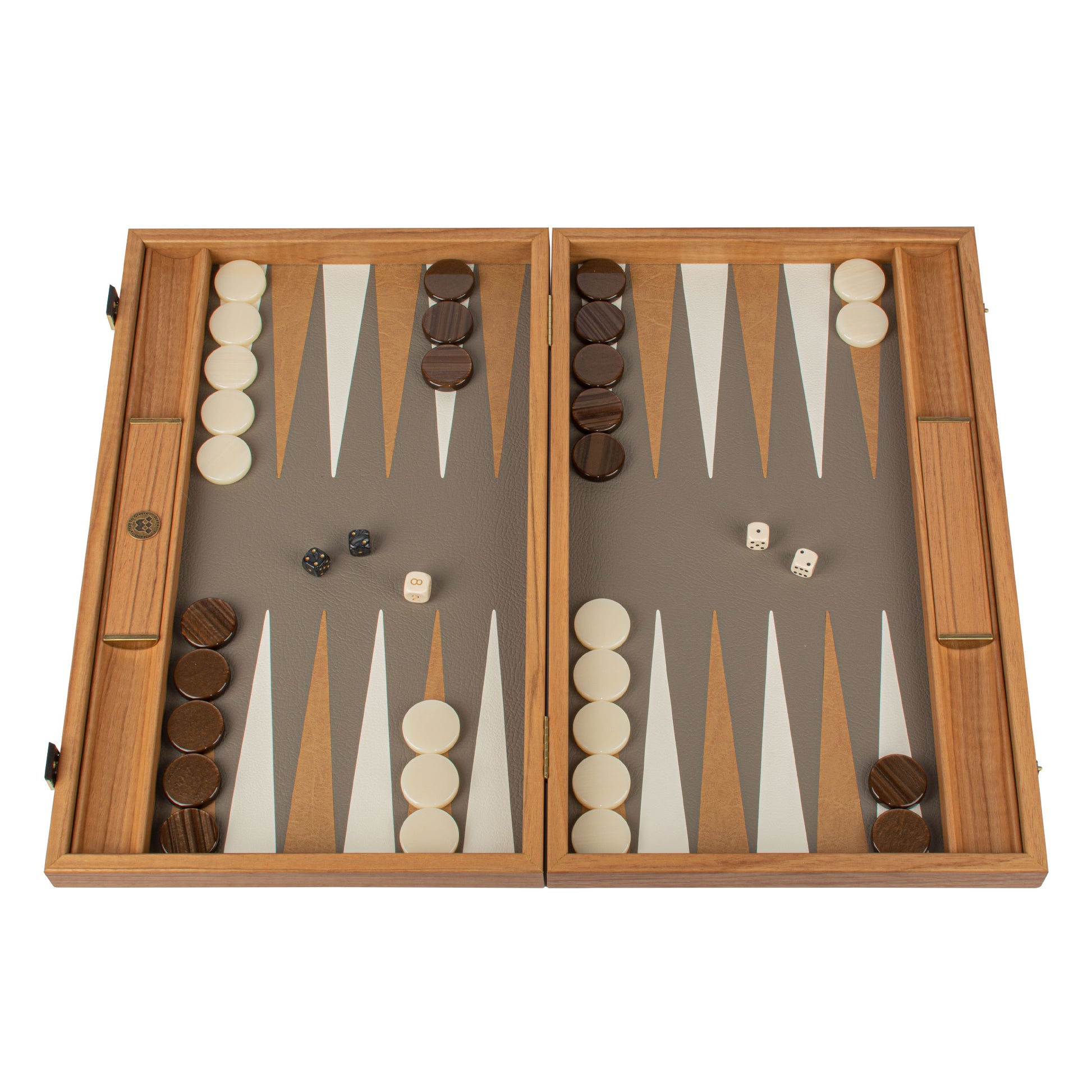 Premium Leatherette Grey Beige Ostrich Tote Backgammon Set - Premium Backgammon from MANOPOULOS Chess & Backgammon - Just €228! Shop now at MANOPOULOS Chess & Backgammon