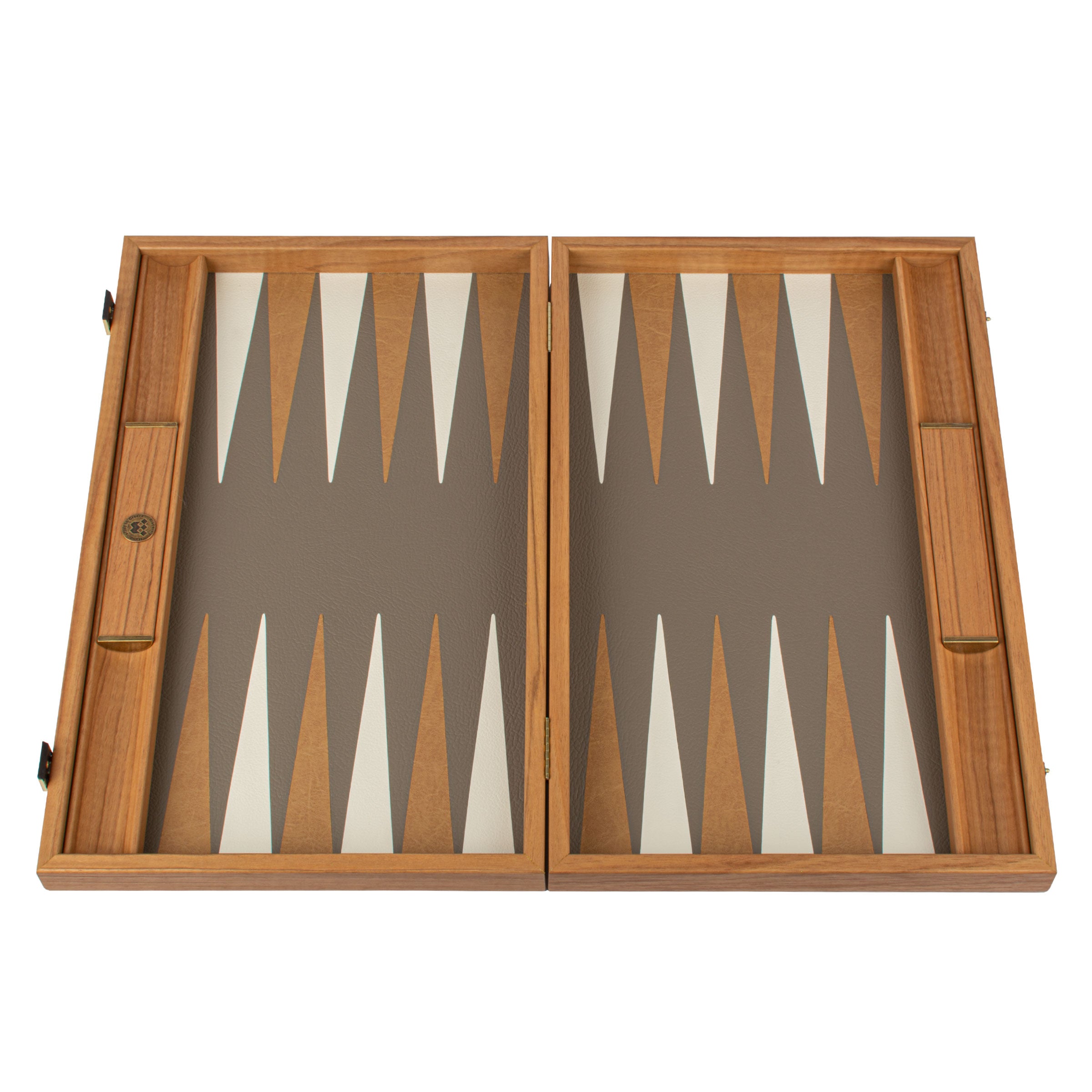 Premium Leatherette Grey Beige Ostrich Tote Backgammon Set - Premium Backgammon from MANOPOULOS Chess & Backgammon - Just €228! Shop now at MANOPOULOS Chess & Backgammon