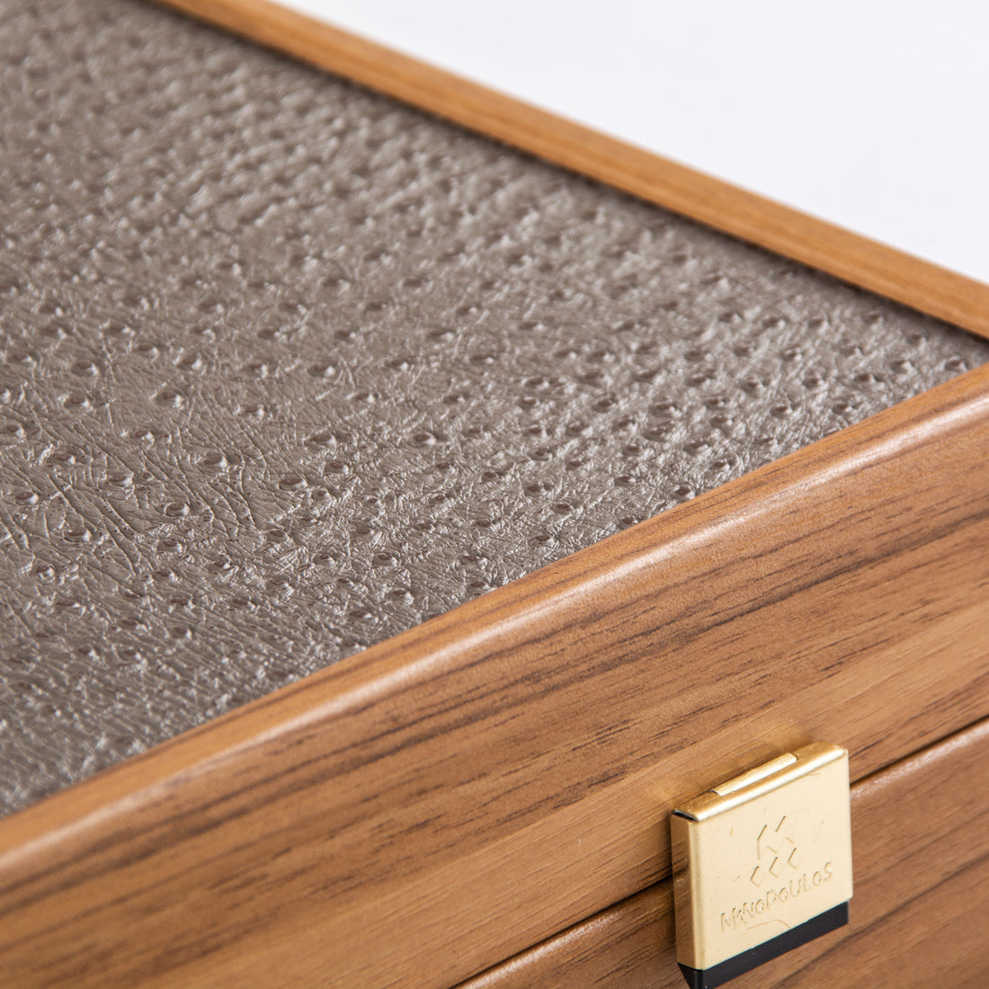 Premium Leatherette Grey Beige Ostrich Tote Backgammon Set - Premium Backgammon from MANOPOULOS Chess & Backgammon - Just €228! Shop now at MANOPOULOS Chess & Backgammon