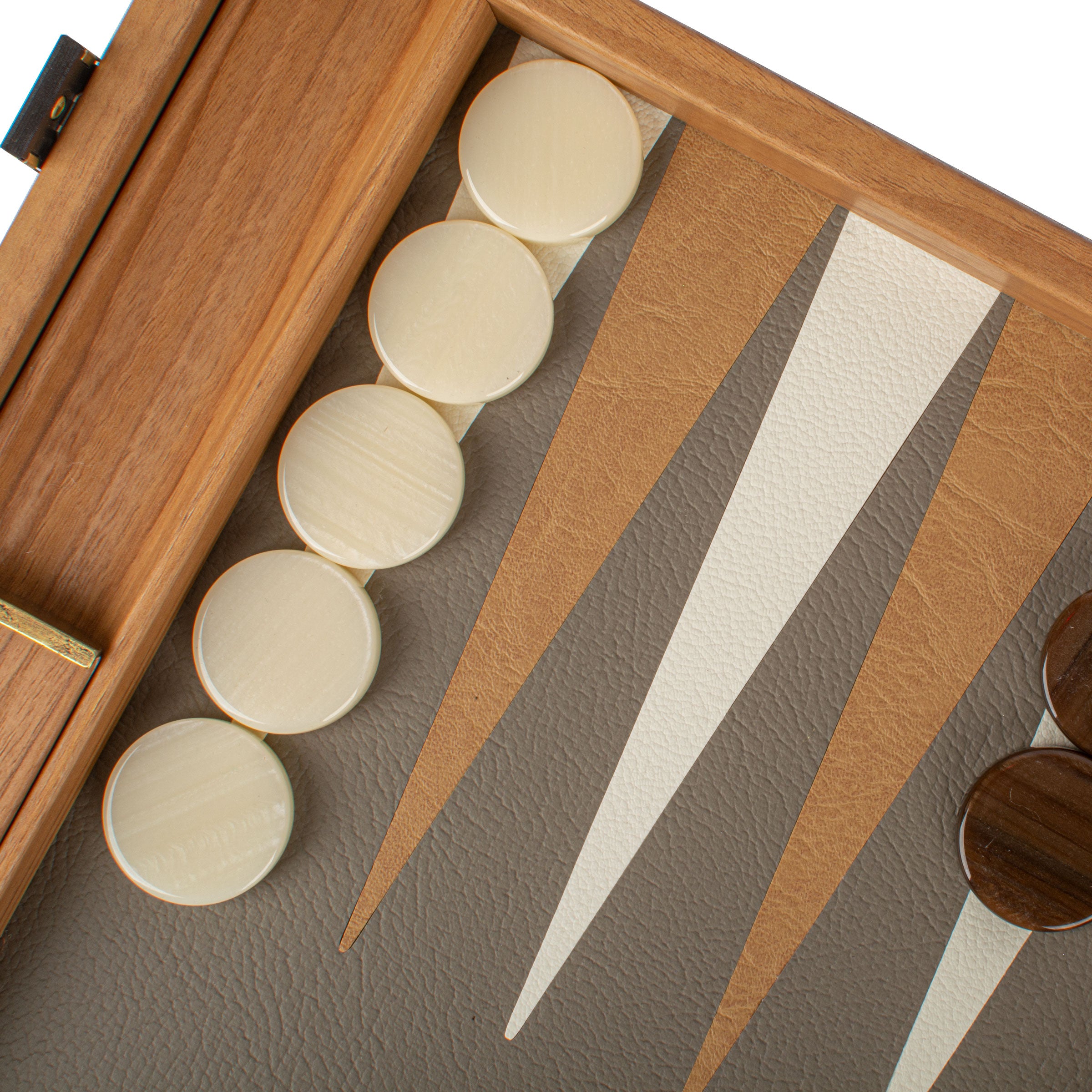 Premium Leatherette Grey Beige Ostrich Tote Backgammon Set - Premium Backgammon from MANOPOULOS Chess & Backgammon - Just €228! Shop now at MANOPOULOS Chess & Backgammon