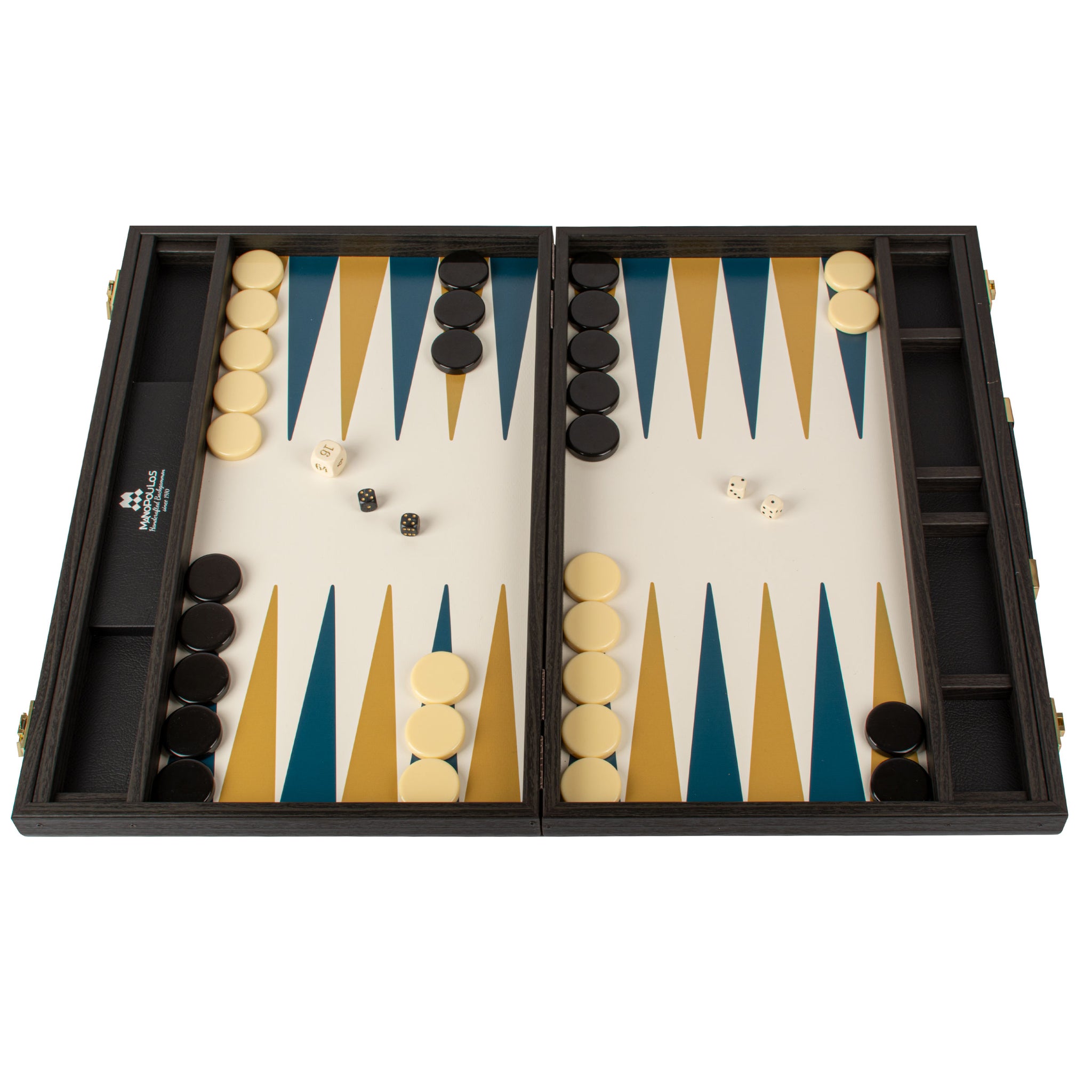 Luxury Handcrafted Wooden Backgammon Set – Grand Prix Tournament Edition - Petrol - Premium Backgammon from MANOPOULOS Chess & Backgammon - Just €689! Shop now at MANOPOULOS Chess & Backgammon
