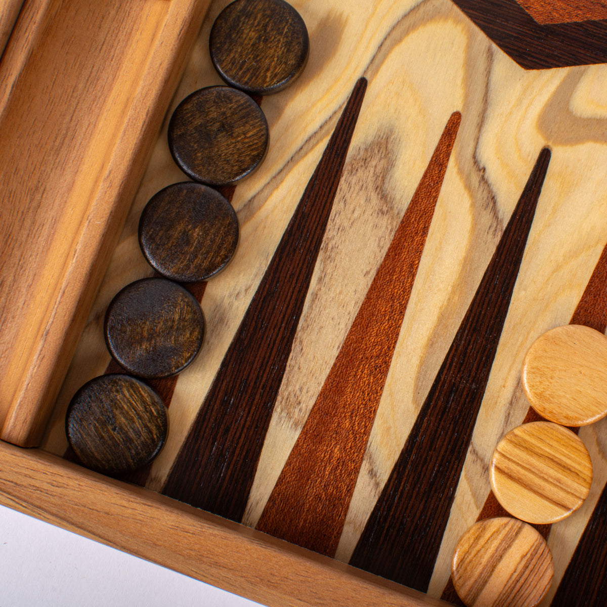 Premium Handcrafted Olive Burl Backgammon Set with Olive Wood Checkers
