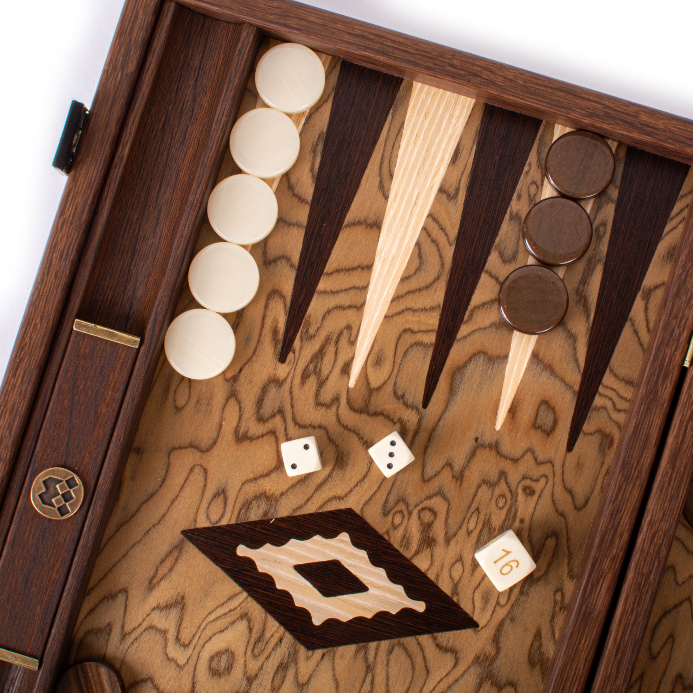 Handcrafted Premium Walnut Burl Backgammon Set with Side Racks