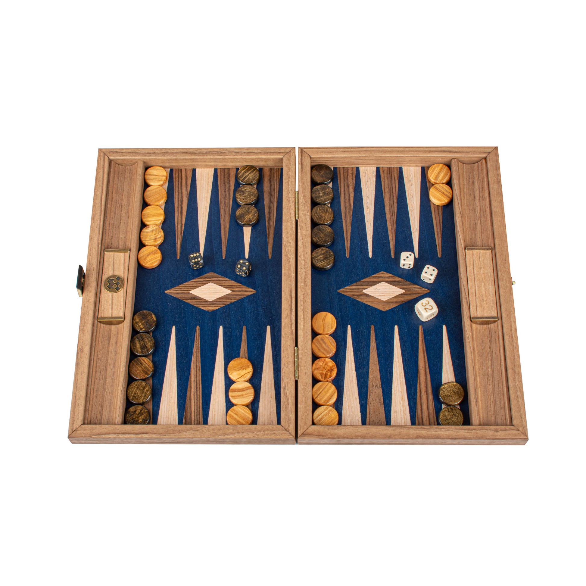 Premium Handcrafted Walnut with Blue Oak Backgammon Set - Premium Backgammon from MANOPOULOS Chess & Backgammon - Just €117! Shop now at MANOPOULOS Chess & Backgammon