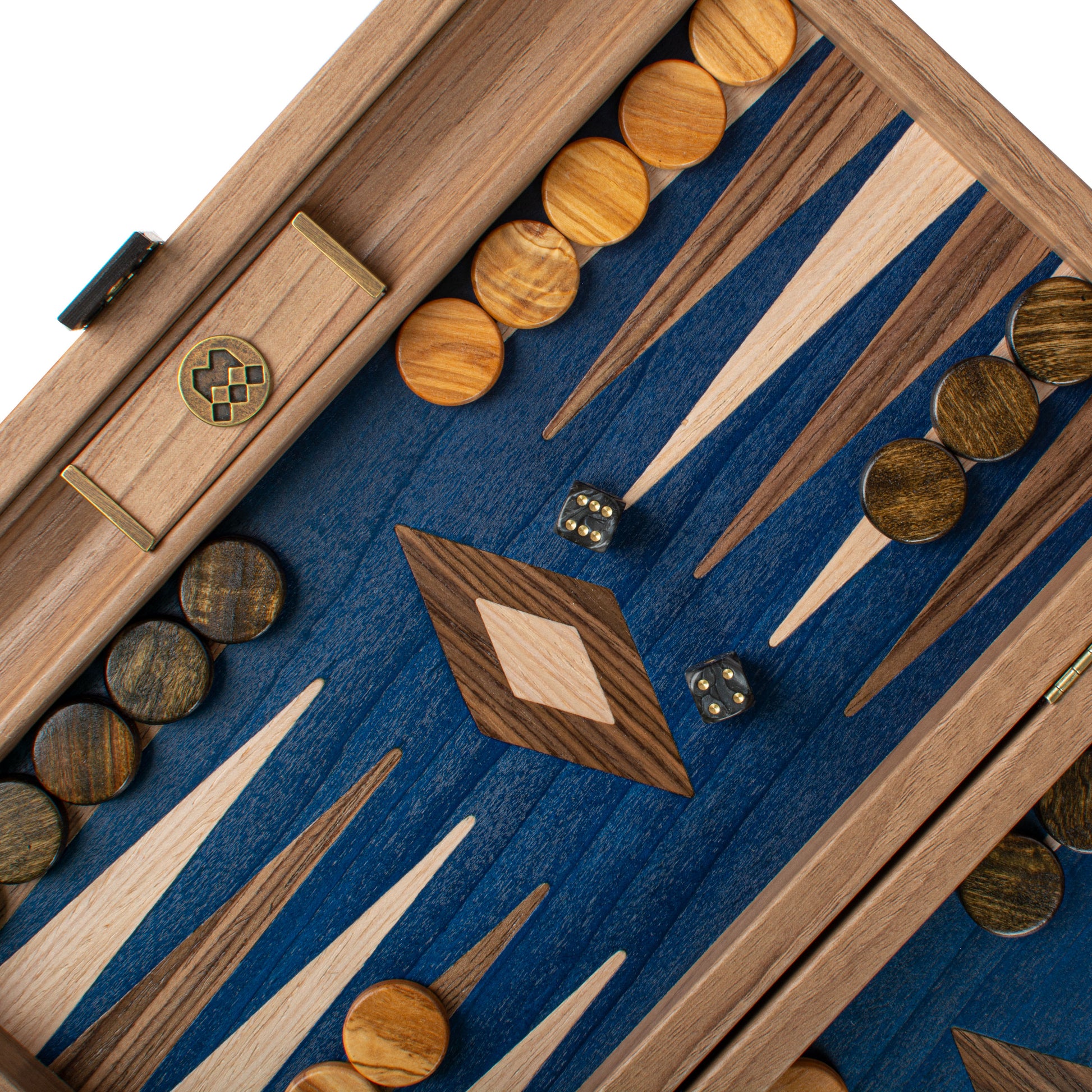 Premium Handcrafted Walnut with Blue Oak Backgammon Set - Premium Backgammon from MANOPOULOS Chess & Backgammon - Just €117! Shop now at MANOPOULOS Chess & Backgammon