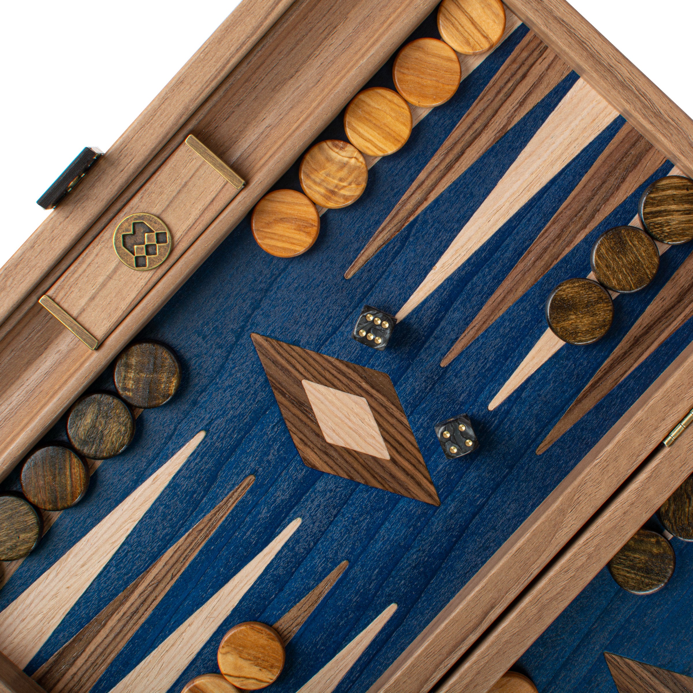 Premium Handcrafted Walnut with Blue Oak Backgammon Set - Premium Backgammon from MANOPOULOS Chess & Backgammon - Just €117! Shop now at MANOPOULOS Chess & Backgammon