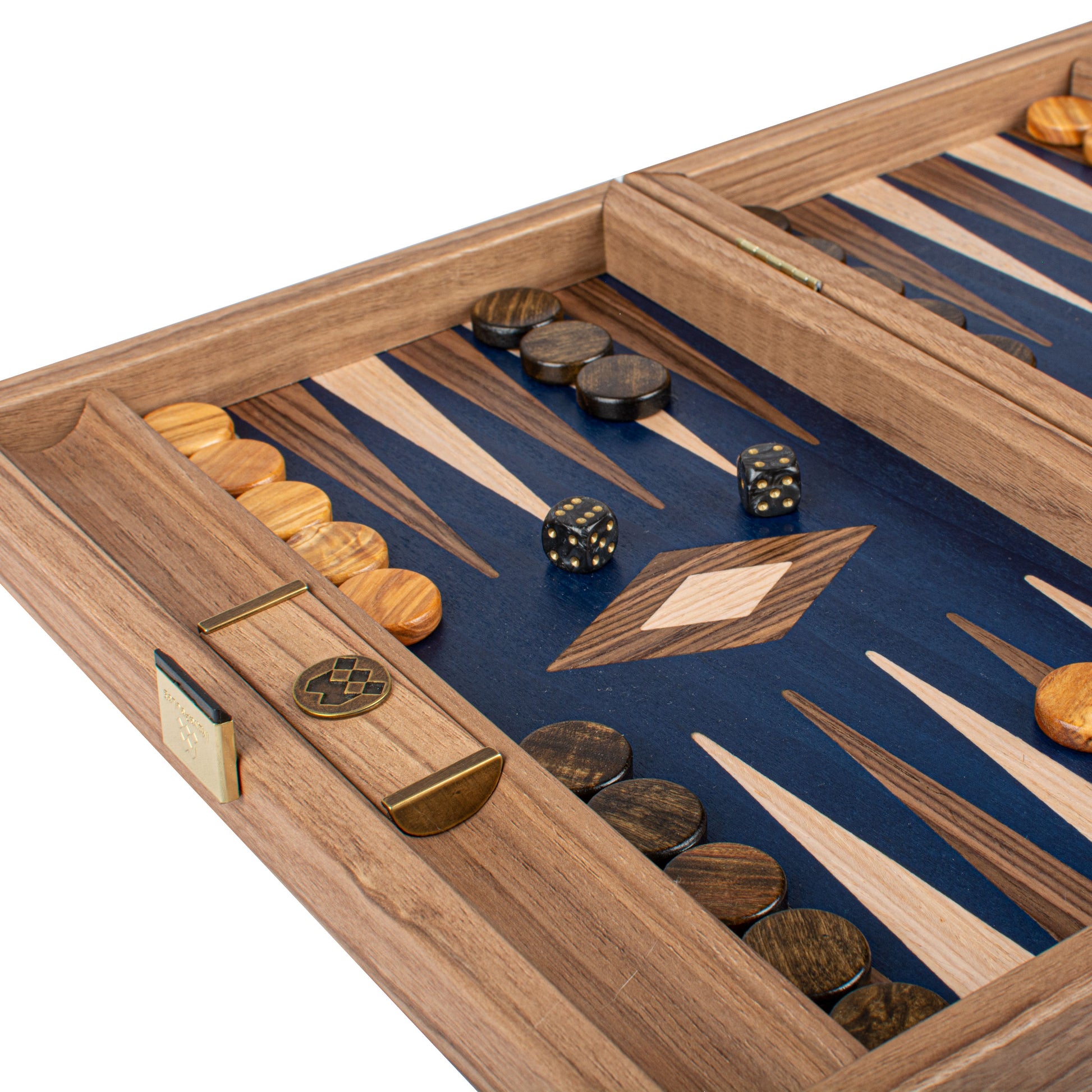 Premium Handcrafted Walnut with Blue Oak Backgammon Set - Premium Backgammon from MANOPOULOS Chess & Backgammon - Just €117! Shop now at MANOPOULOS Chess & Backgammon