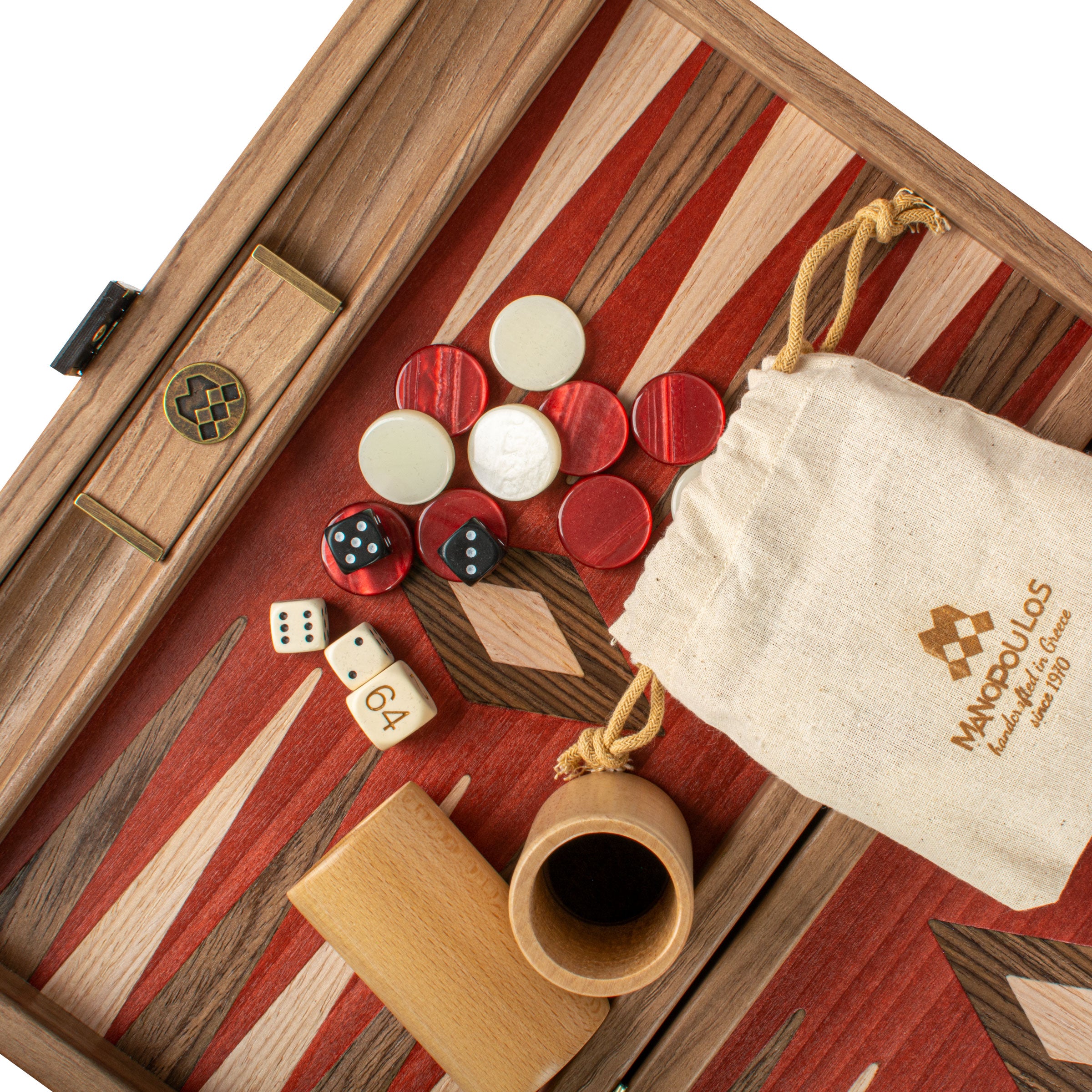Premium Handcrafted Walnut with Red Oak Backgammon Set - Premium Backgammon from MANOPOULOS Chess & Backgammon - Just €117! Shop now at MANOPOULOS Chess & Backgammon