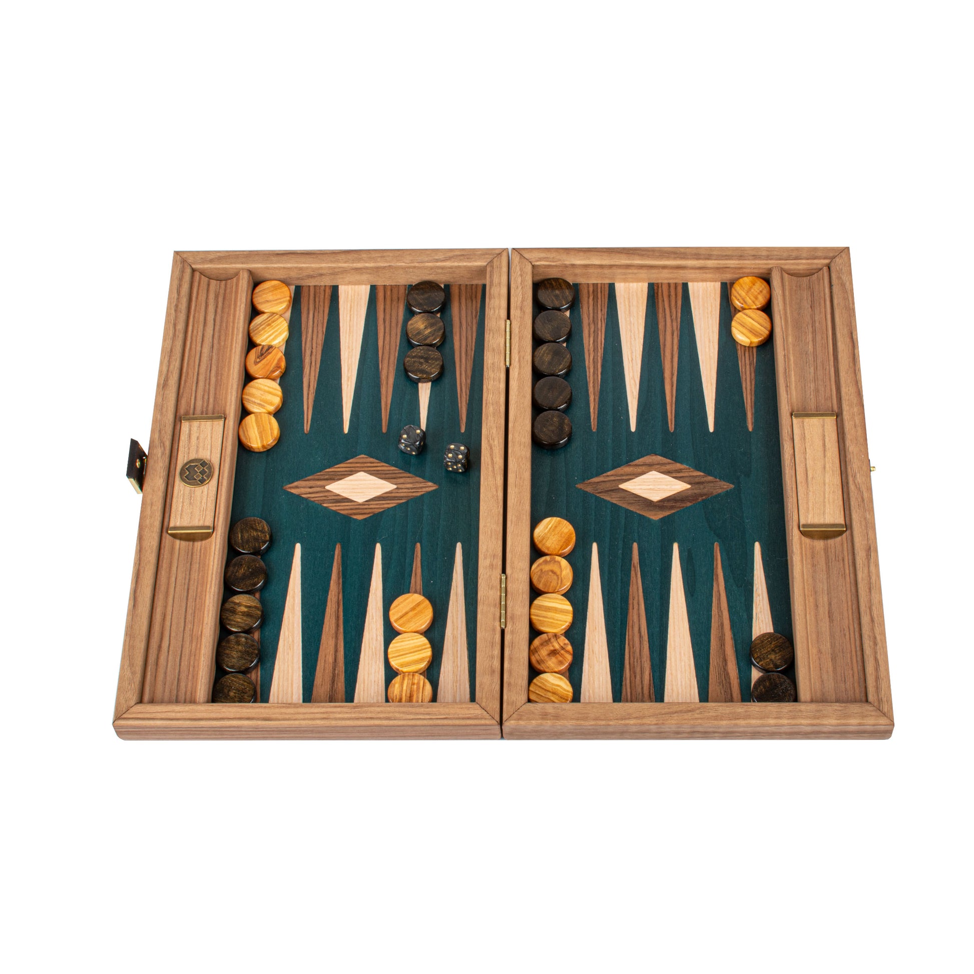Premium Handcrafted Walnut with Green Oak Backgammon Set - Premium Backgammon from MANOPOULOS Chess & Backgammon - Just €117! Shop now at MANOPOULOS Chess & Backgammon