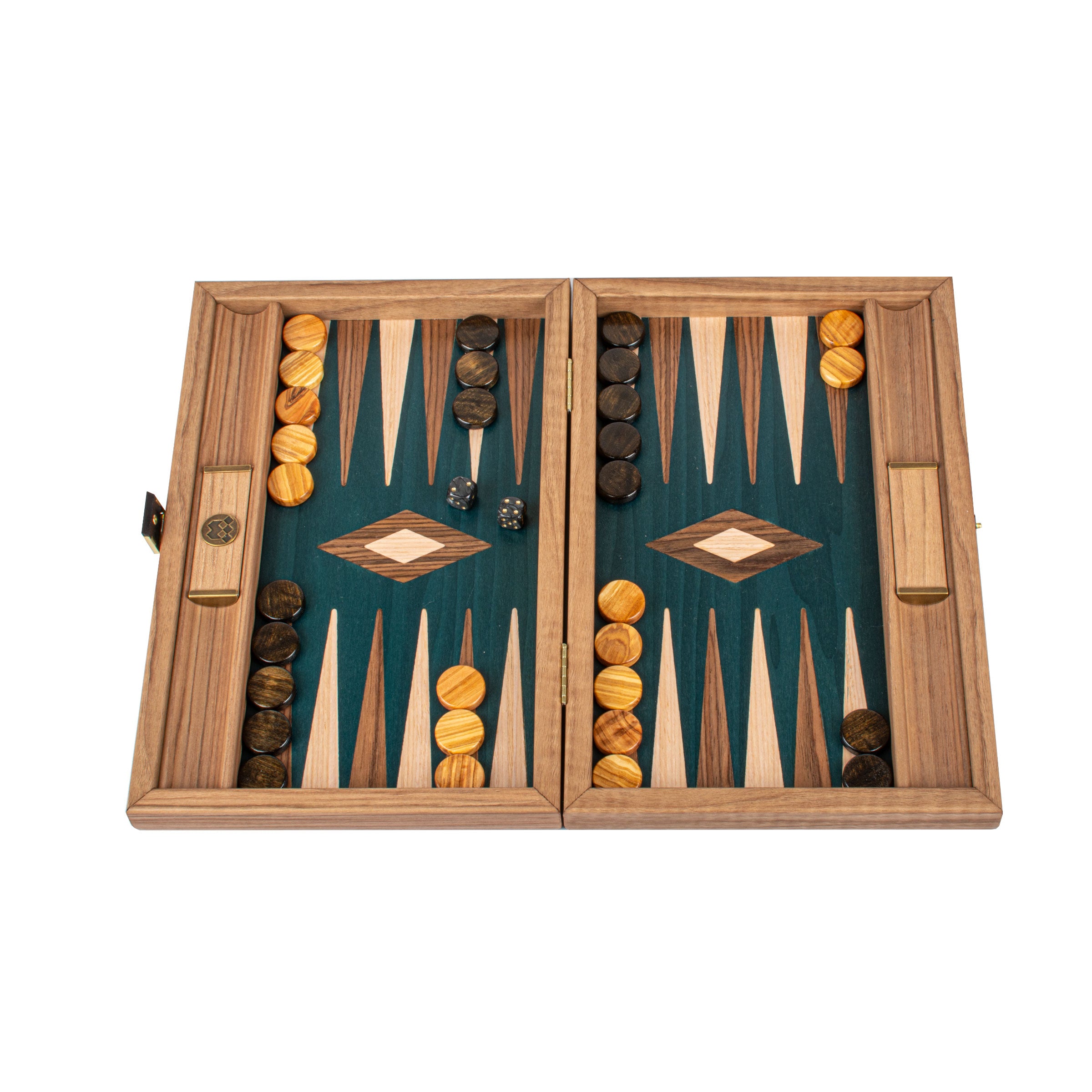Premium Handcrafted Walnut with Green Oak Backgammon Set - Premium Backgammon from MANOPOULOS Chess & Backgammon - Just €117! Shop now at MANOPOULOS Chess & Backgammon