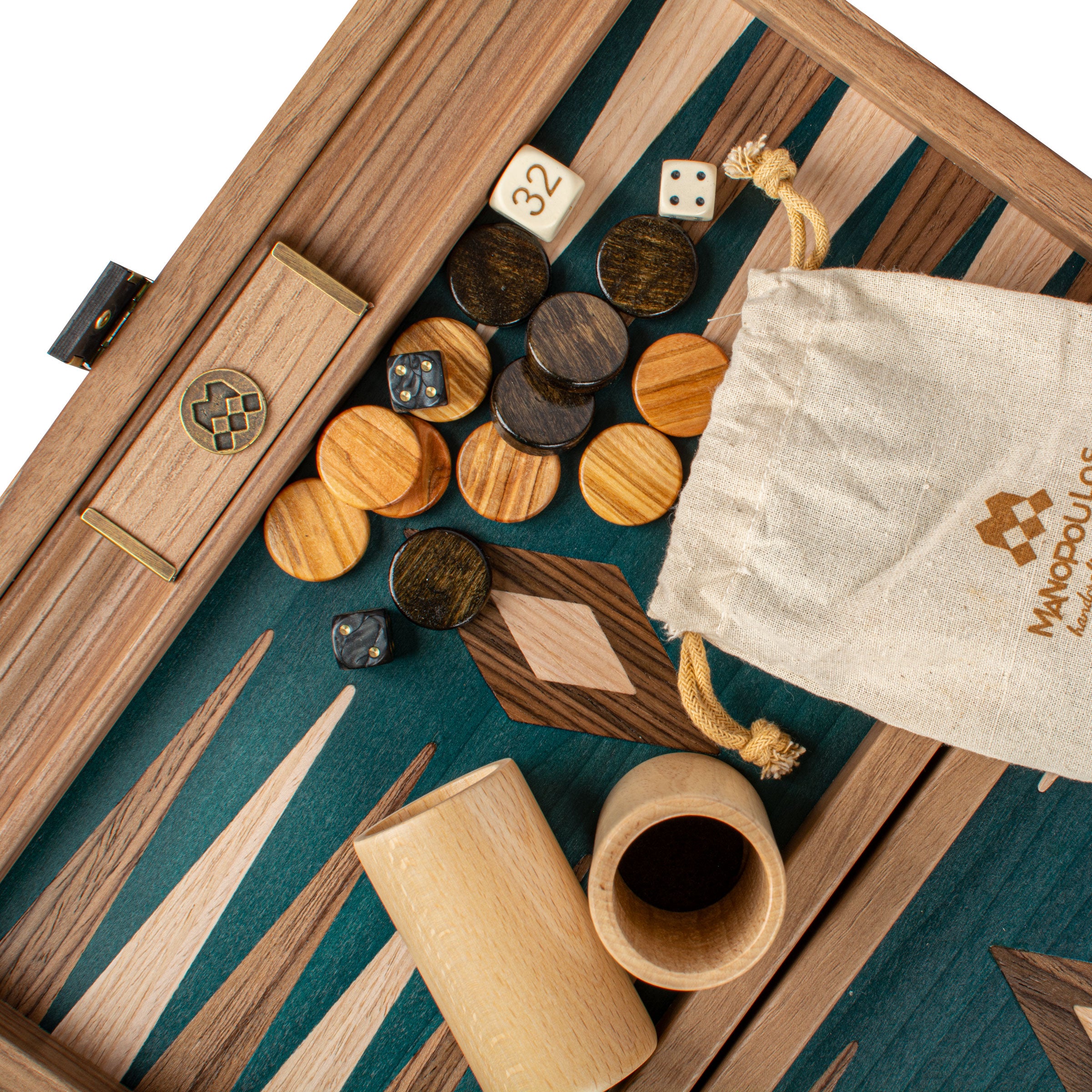 Premium Handcrafted Walnut with Green Oak Backgammon Set