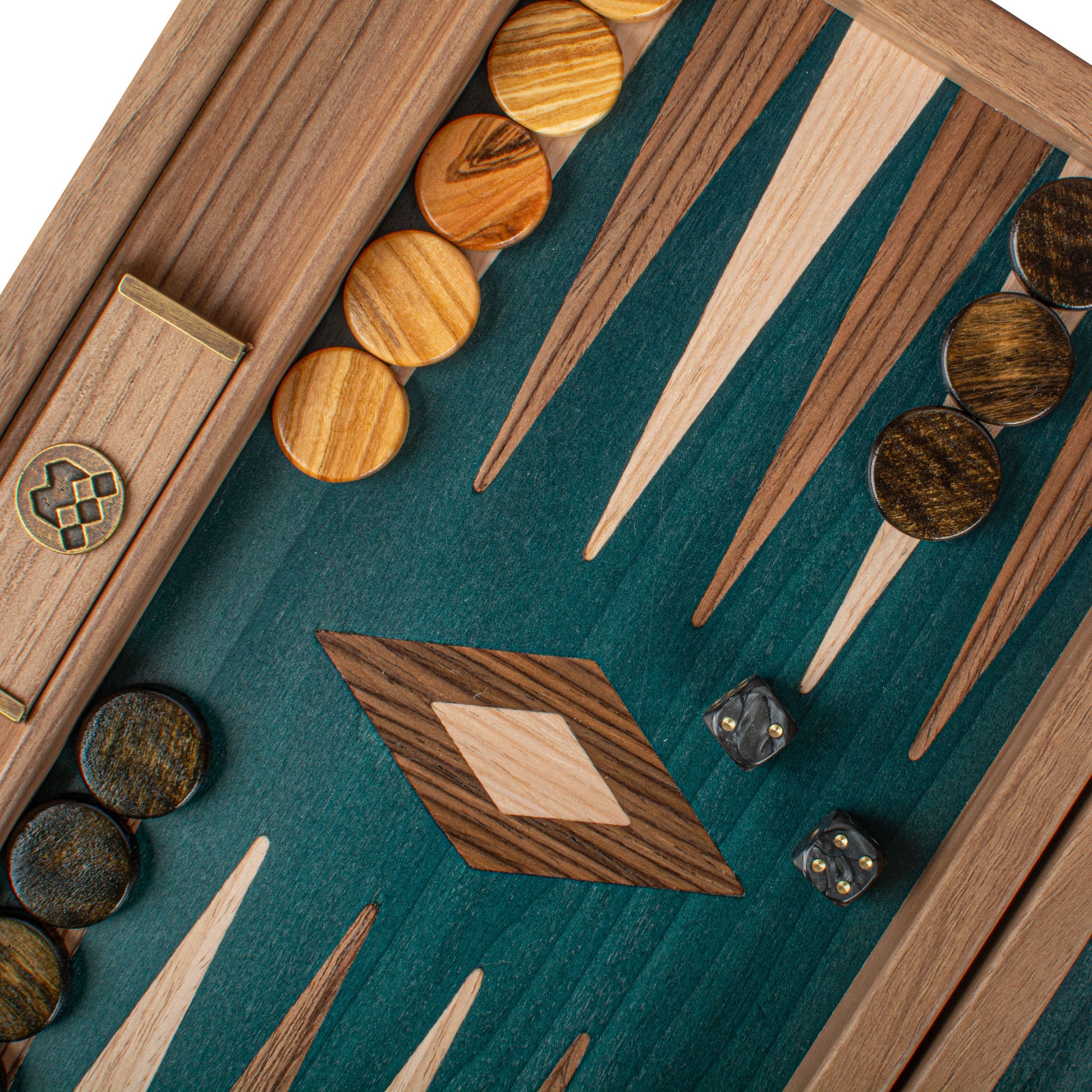 Premium Handcrafted Walnut with Green Oak Backgammon Set - Premium Backgammon from MANOPOULOS Chess & Backgammon - Just €117! Shop now at MANOPOULOS Chess & Backgammon