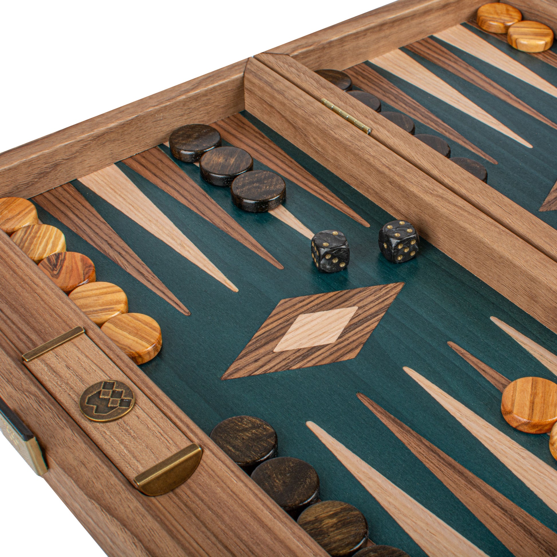 Premium Handcrafted Walnut with Green Oak Backgammon Set - Premium Backgammon from MANOPOULOS Chess & Backgammon - Just €117! Shop now at MANOPOULOS Chess & Backgammon