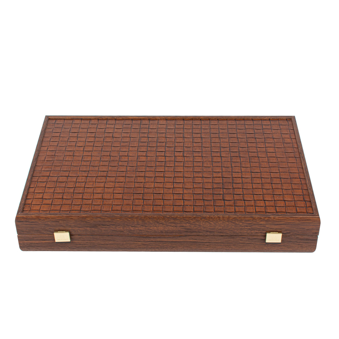 Premium Handcrafted Knitted Leather Backgammon Set in Brown - Premium Backgammon from MANOPOULOS Chess & Backgammon - Just €192! Shop now at MANOPOULOS Chess & Backgammon