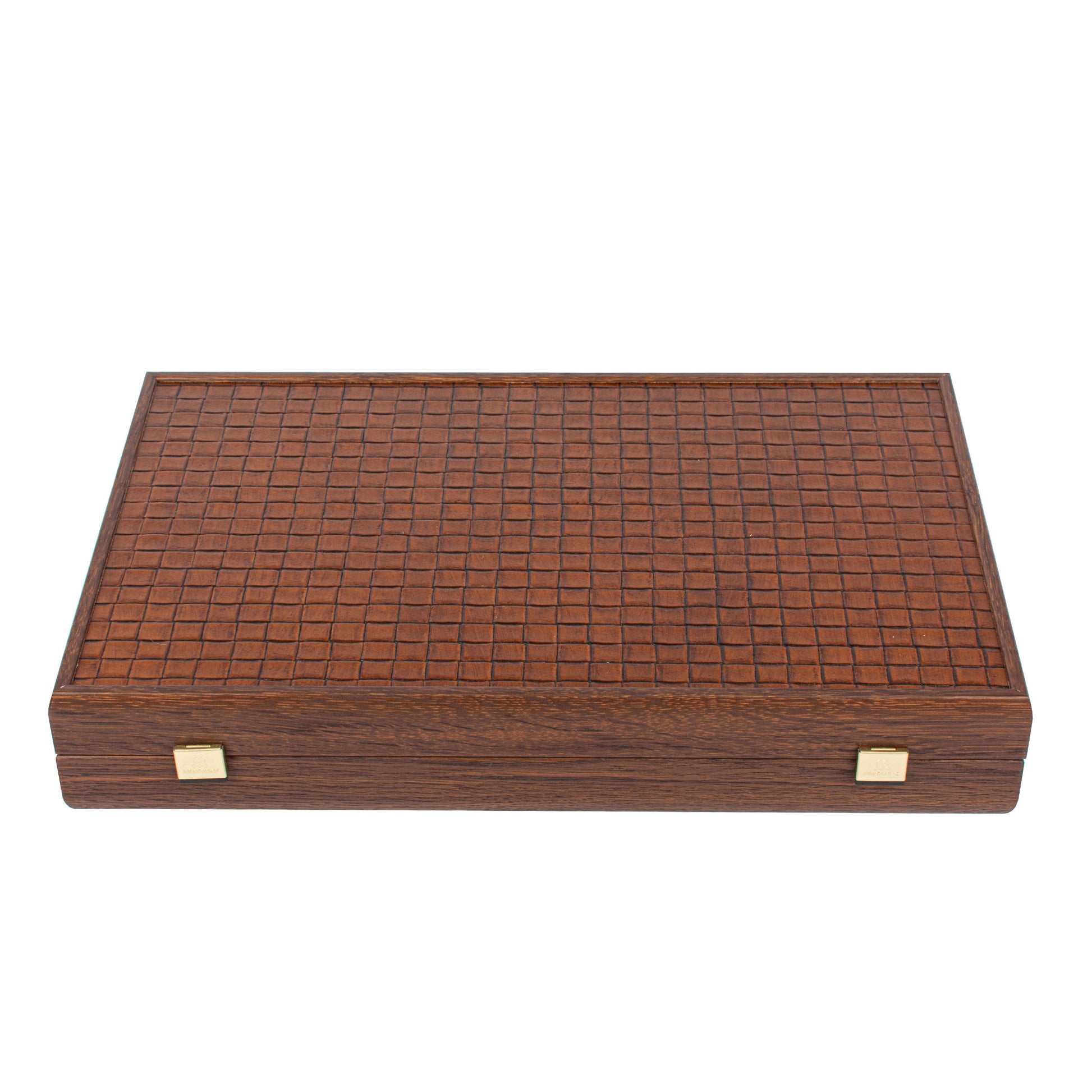 Premium Handcrafted Knitted Leather Backgammon Set in Brown - Premium Backgammon from MANOPOULOS Chess & Backgammon - Just €192! Shop now at MANOPOULOS Chess & Backgammon