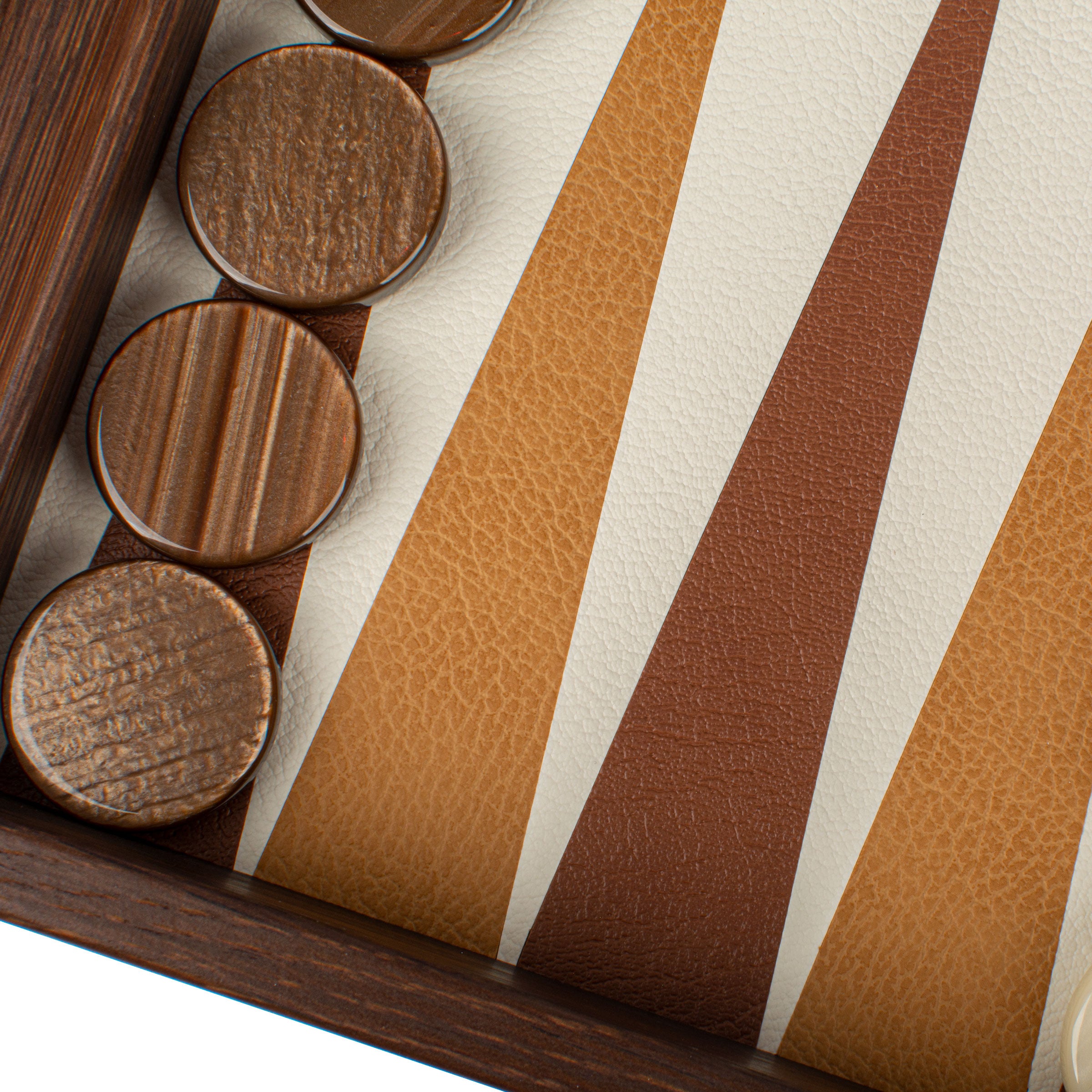 Premium Handcrafted Knitted Leather Backgammon Set in Brown - Premium Backgammon from MANOPOULOS Chess & Backgammon - Just €192! Shop now at MANOPOULOS Chess & Backgammon
