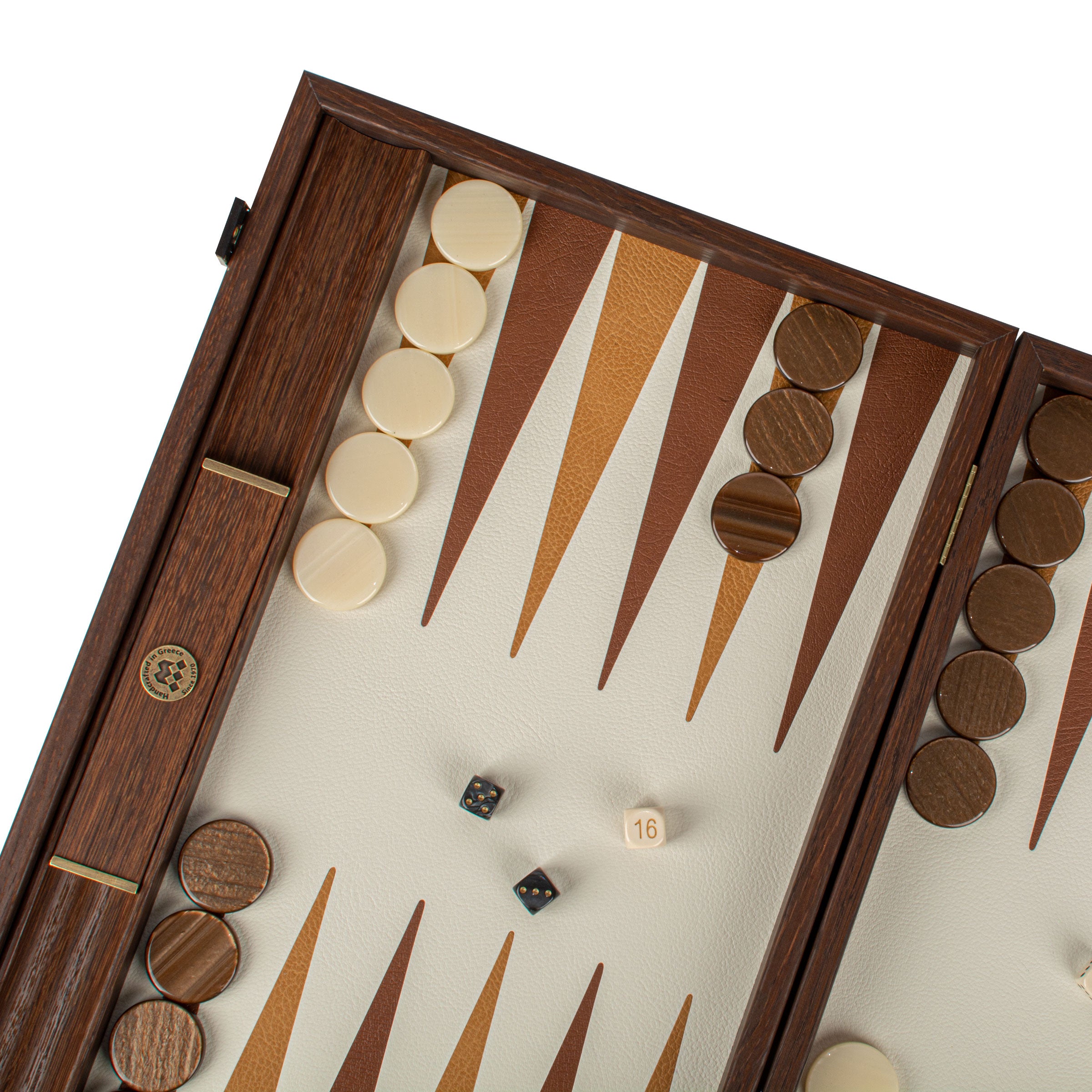 Premium Handcrafted Knitted Leather Backgammon Set in Brown