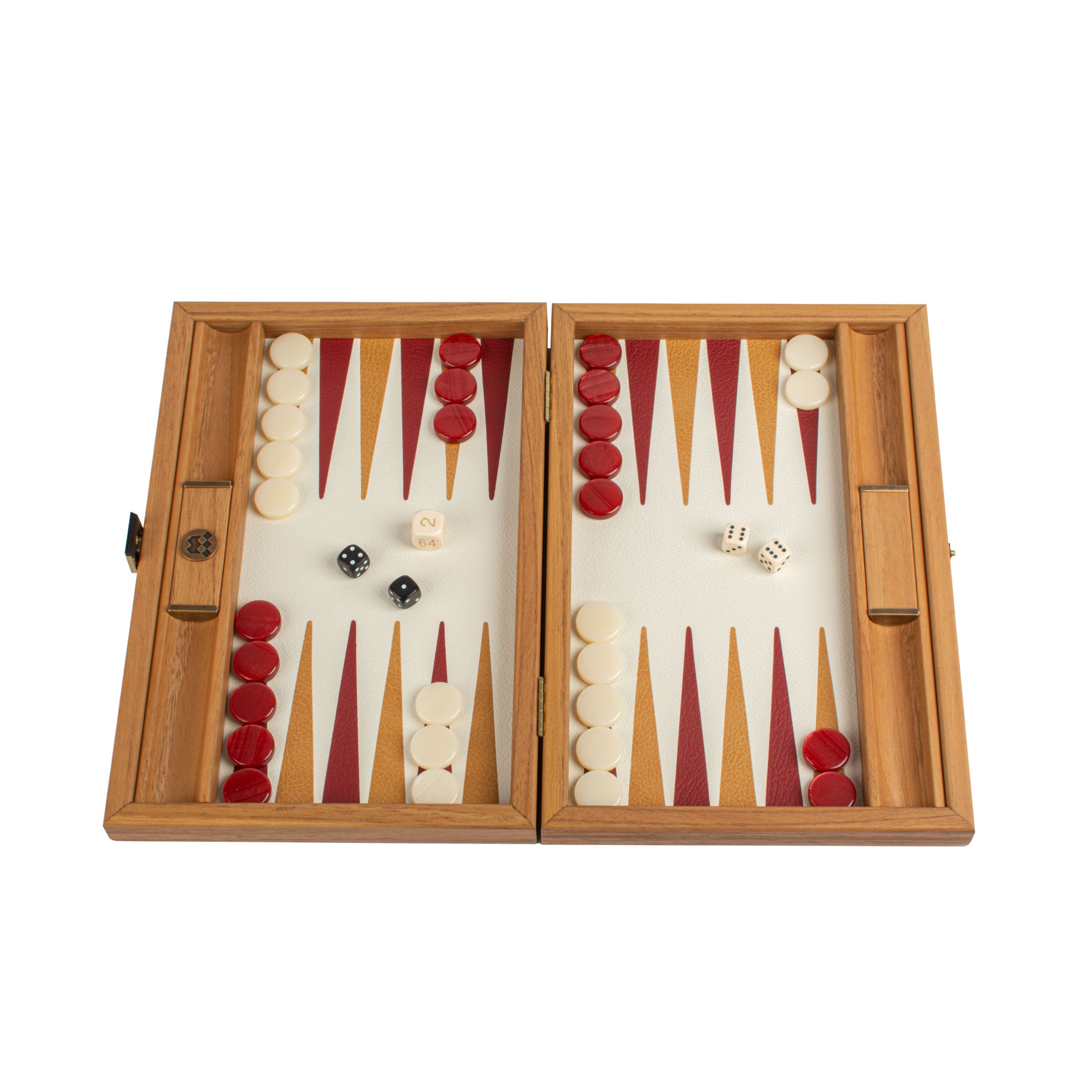 Premium Handcrafted Knitted Leather Backgammon Set in Red colour - Premium Backgammon from MANOPOULOS Chess & Backgammon - Just €192! Shop now at MANOPOULOS Chess & Backgammon