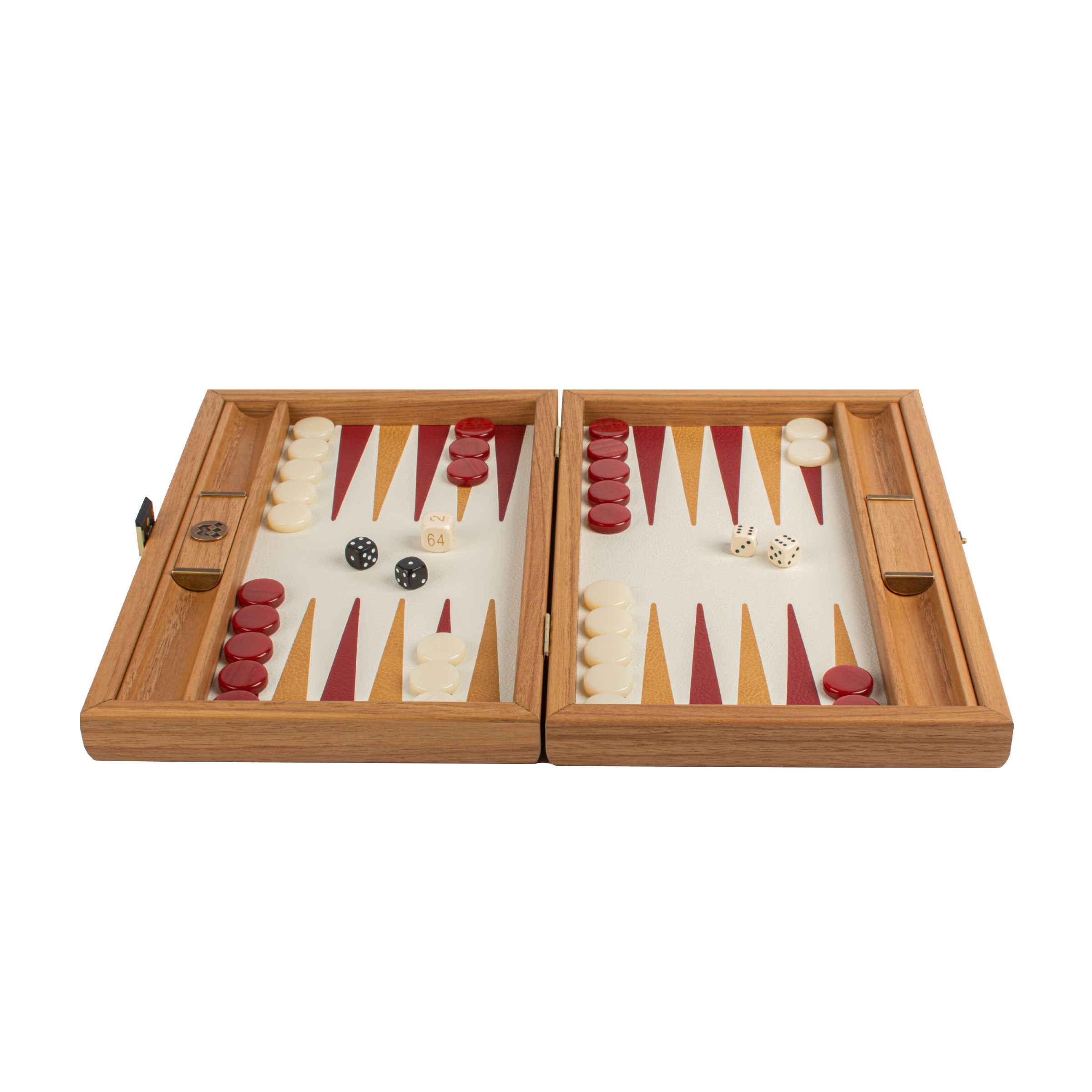 Premium Handcrafted Knitted Leather Backgammon Set in Red colour - Premium Backgammon from MANOPOULOS Chess & Backgammon - Just €192! Shop now at MANOPOULOS Chess & Backgammon