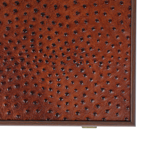 OSTRICH TOTE IN BROWN LEATHER Backgammon