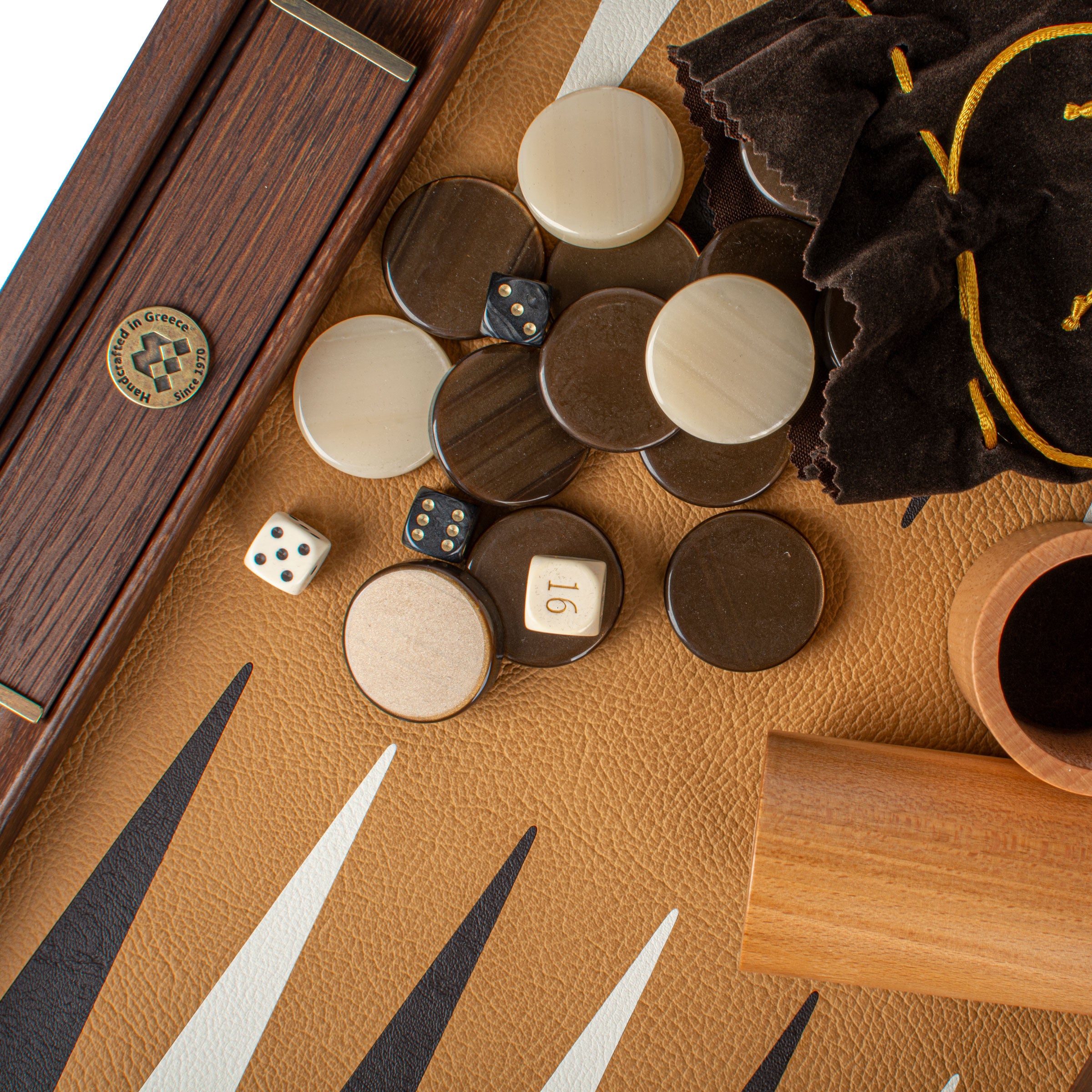 Premium Handcrafted Ostrich Tote in Brown Leather Backgammon Set