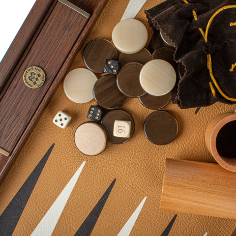 OSTRICH TOTE IN BROWN LEATHER Backgammon