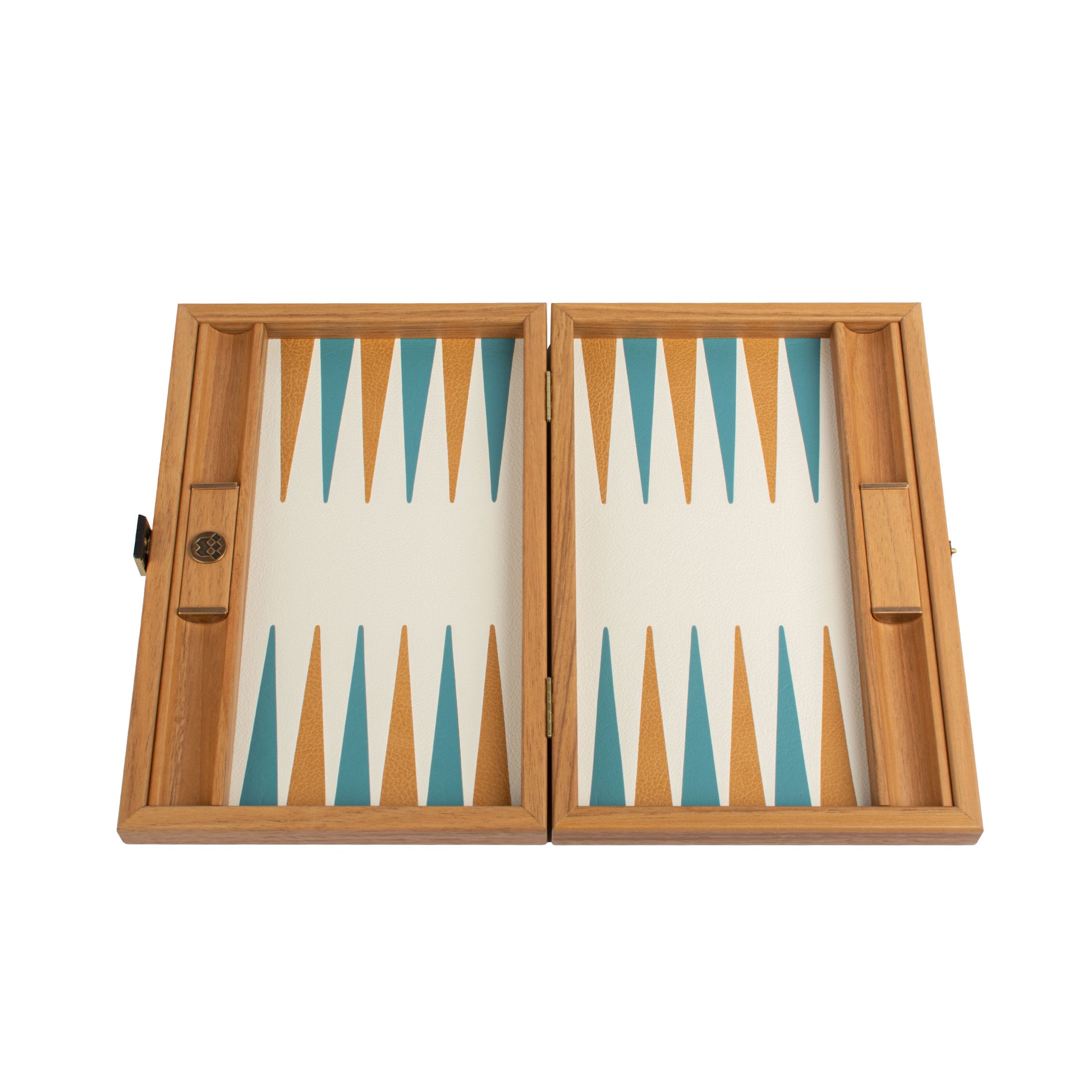 Premium Handcrafted Knitted Leather Backgammon Set in Turquoise colour - Premium Backgammon from MANOPOULOS Chess & Backgammon - Just €192! Shop now at MANOPOULOS Chess & Backgammon