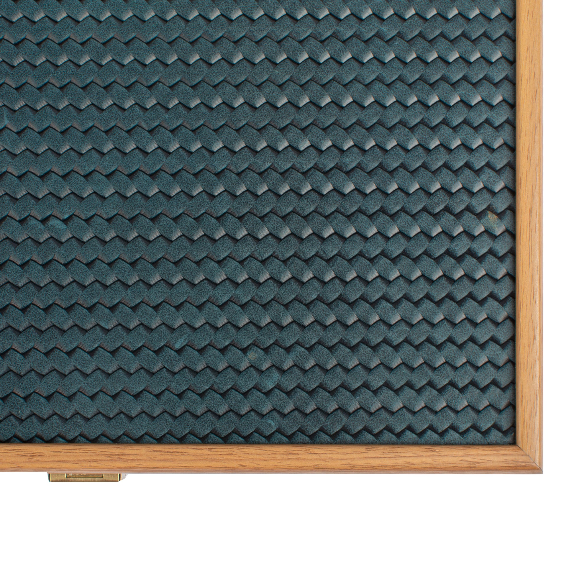 Premium Handcrafted Knitted Leather Backgammon Set in Turquoise colour - Premium Backgammon from MANOPOULOS Chess & Backgammon - Just €192! Shop now at MANOPOULOS Chess & Backgammon