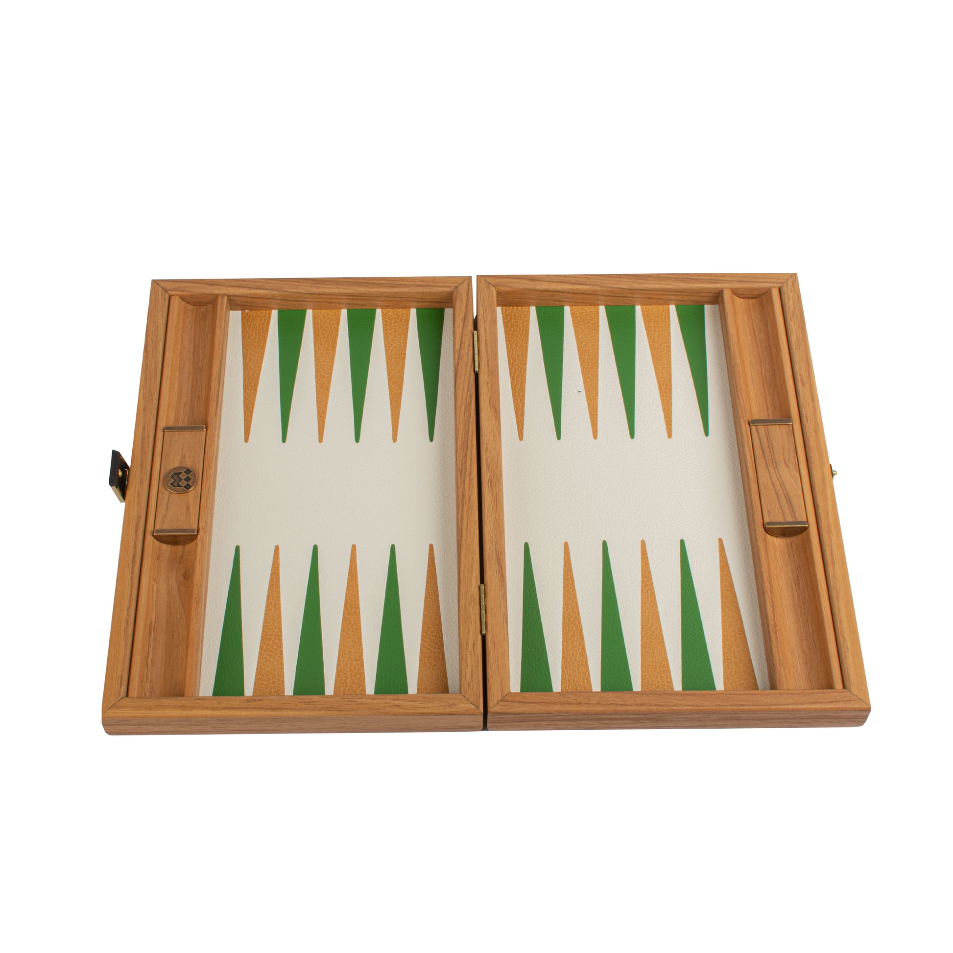 Premium Handcrafted Knitted Leather Backgammon Set in Green colour - Premium Backgammon from MANOPOULOS Chess & Backgammon - Just €192! Shop now at MANOPOULOS Chess & Backgammon