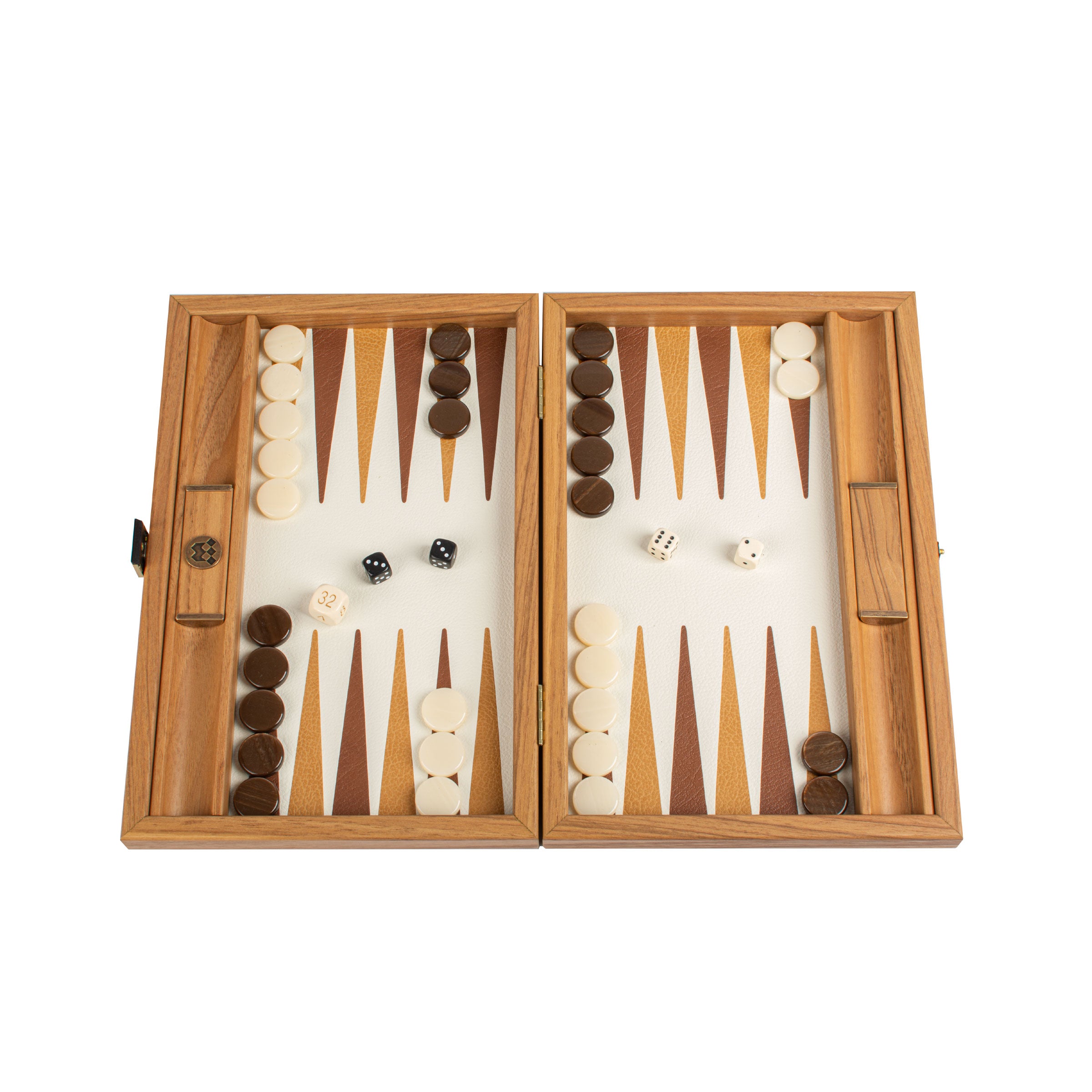 Premium Handcrafted Knitted Leather Backgammon Set in Mustard colour - Premium Backgammon from MANOPOULOS Chess & Backgammon - Just €192! Shop now at MANOPOULOS Chess & Backgammon
