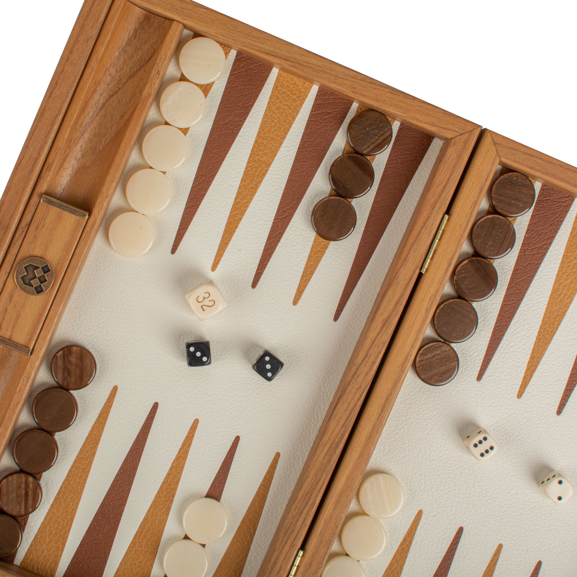 Premium Handcrafted Knitted Leather Backgammon Set in Mustard colour - Premium Backgammon from MANOPOULOS Chess & Backgammon - Just €192! Shop now at MANOPOULOS Chess & Backgammon