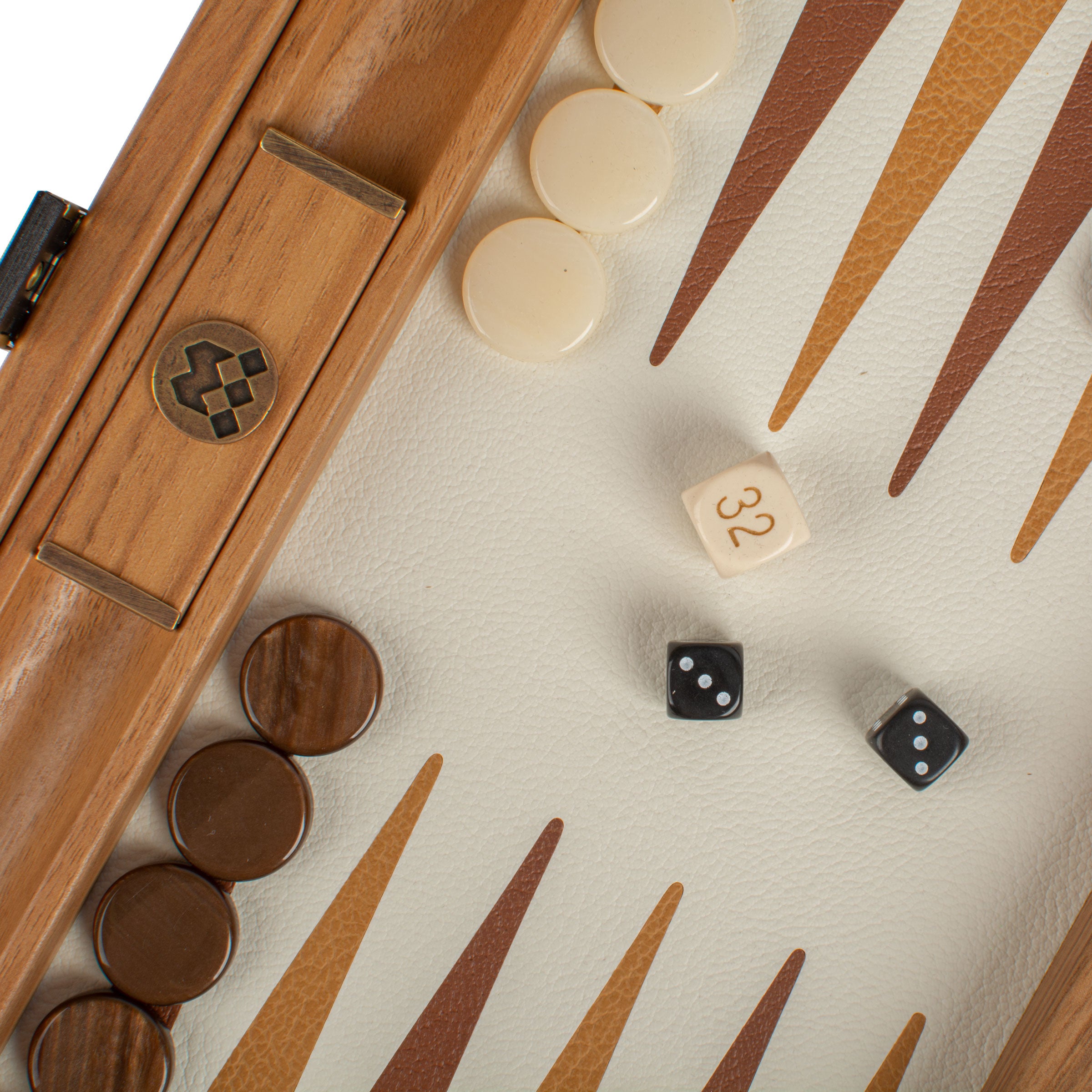 Premium Handcrafted Knitted Leather Backgammon Set in Mustard colour - Premium Backgammon from MANOPOULOS Chess & Backgammon - Just €192! Shop now at MANOPOULOS Chess & Backgammon