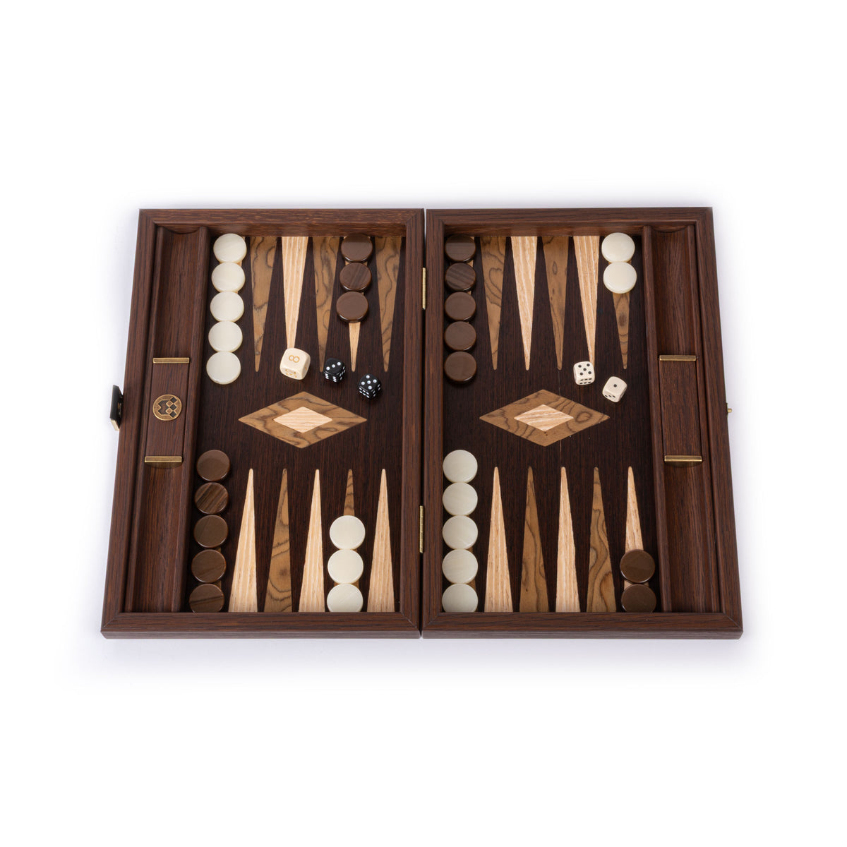 Premium Handgjord Wenge med Walnut Burl Backgammon Set