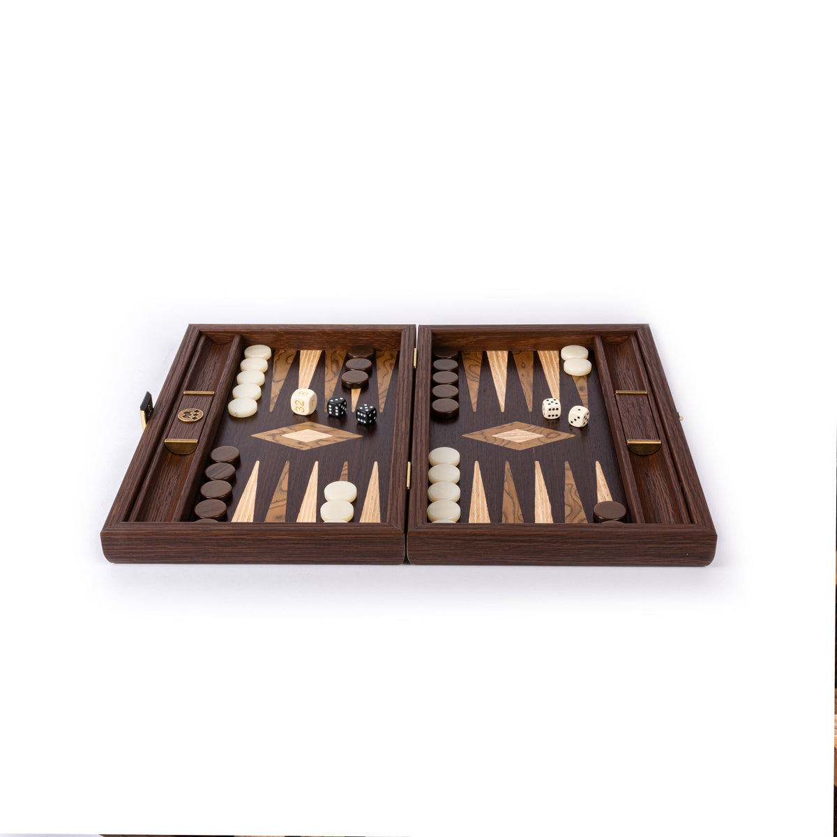Premium Handgjord Wenge med Walnut Burl Backgammon Set