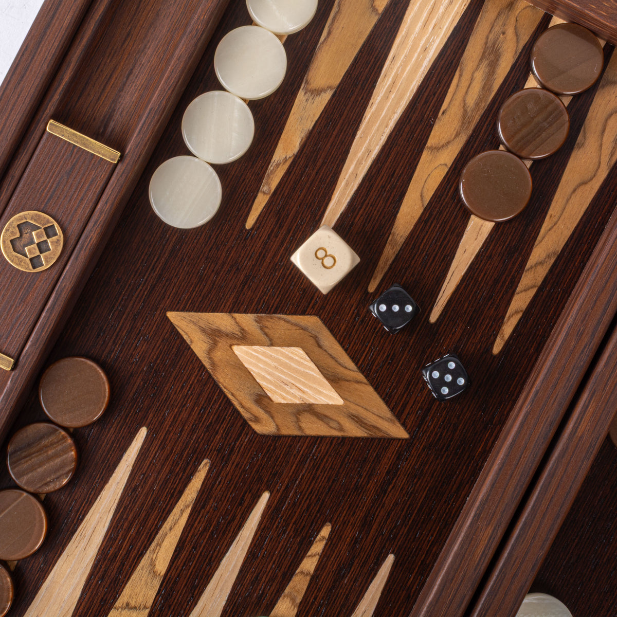Premium Handgjord Wenge med Walnut Burl Backgammon Set