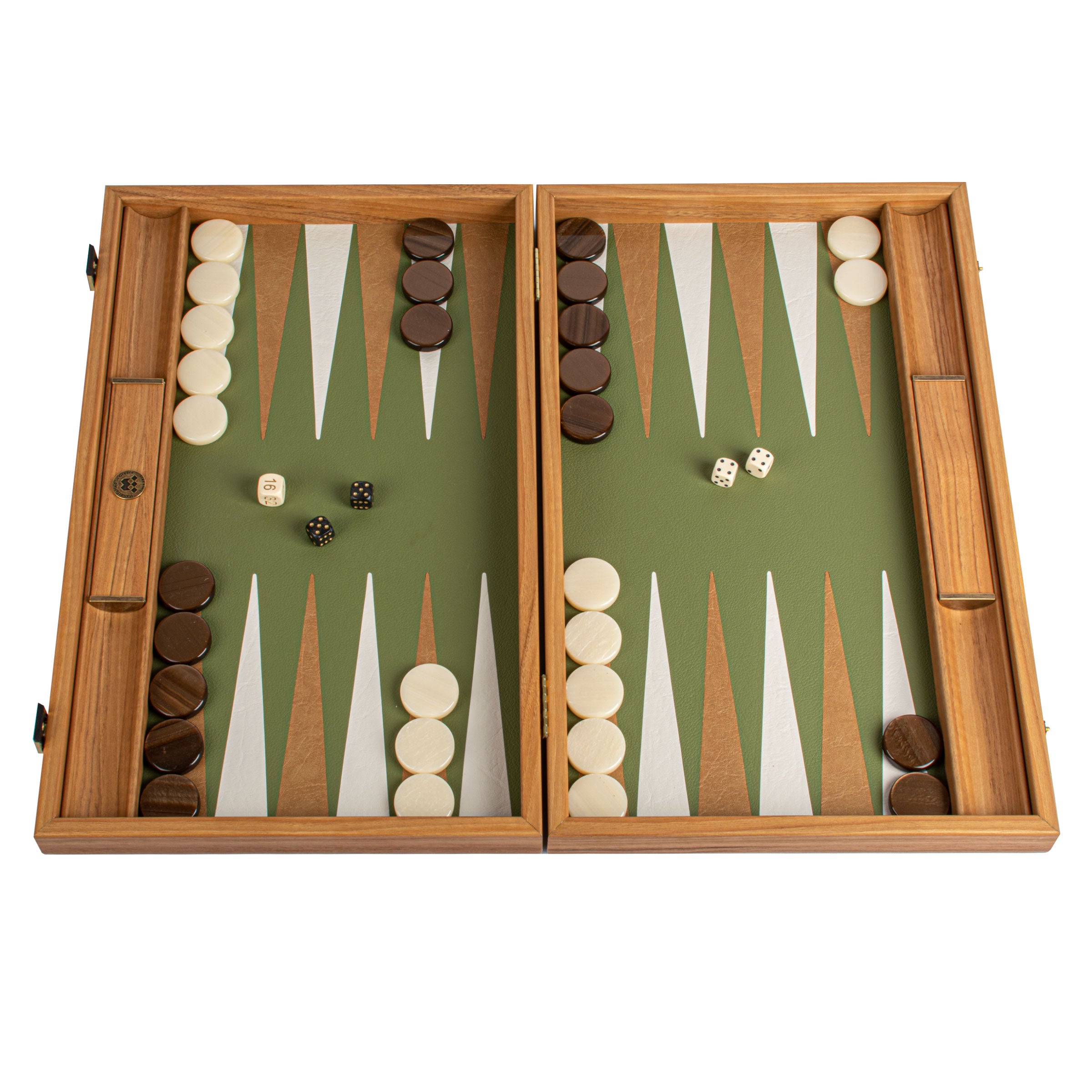 Premium Leatherette Forest Green Backgammon Set - Premium Backgammon from MANOPOULOS Chess & Backgammon - Just €186! Shop now at MANOPOULOS Chess & Backgammon