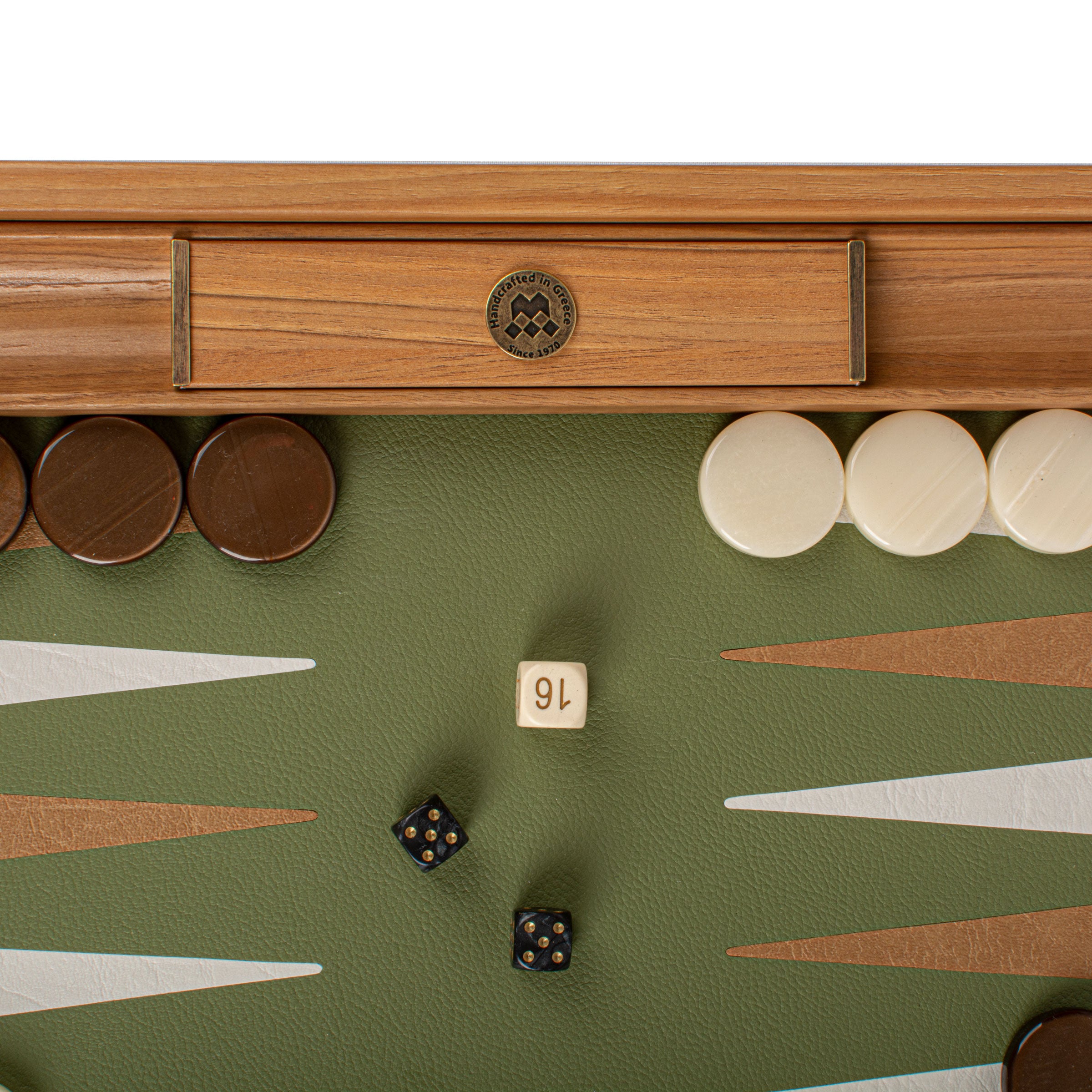 Premium Leatherette Forest Green Backgammon Set - Premium Backgammon from MANOPOULOS Chess & Backgammon - Just €186! Shop now at MANOPOULOS Chess & Backgammon