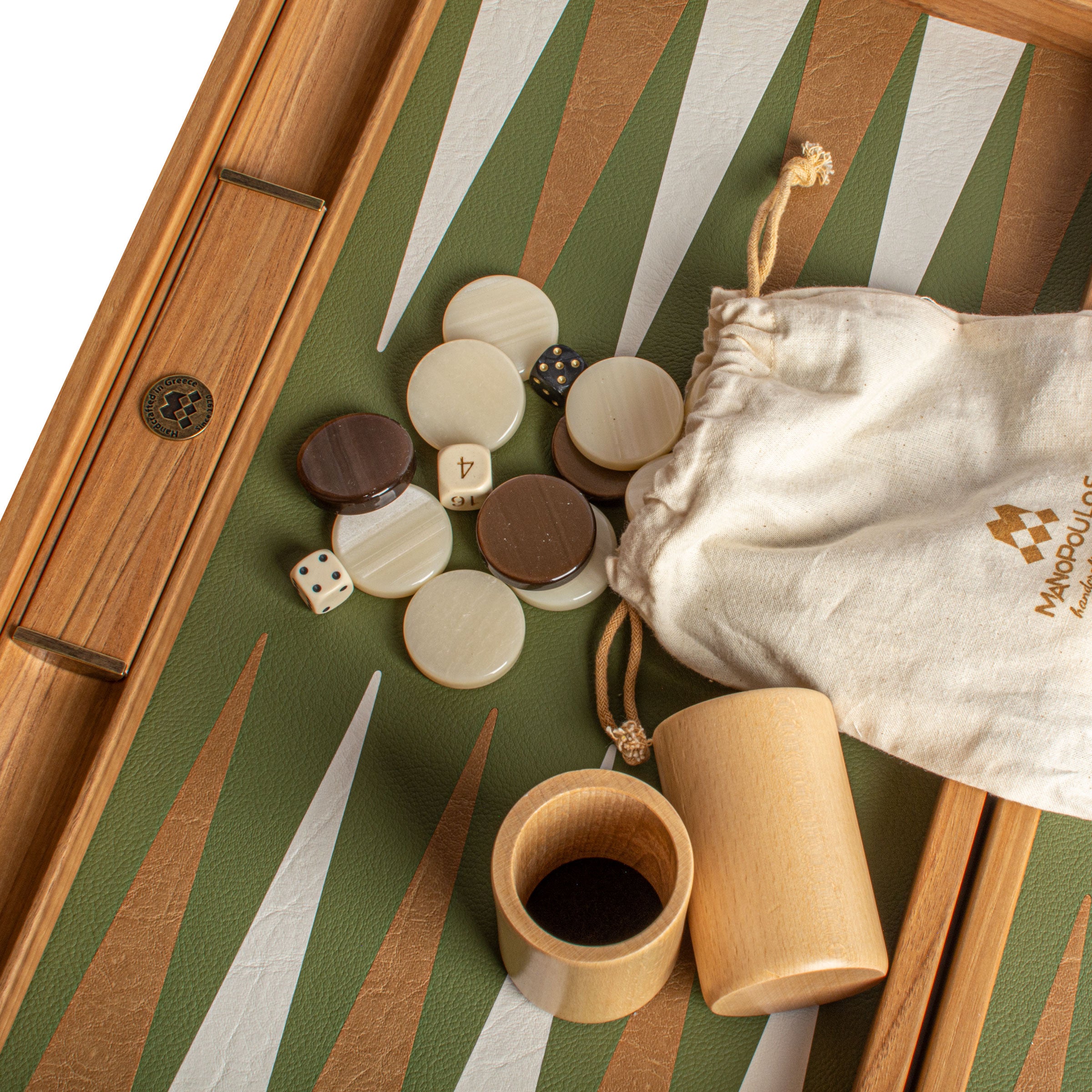 Premium Leatherette Forest Green Backgammon Set - Premium Backgammon from MANOPOULOS Chess & Backgammon - Just €186! Shop now at MANOPOULOS Chess & Backgammon