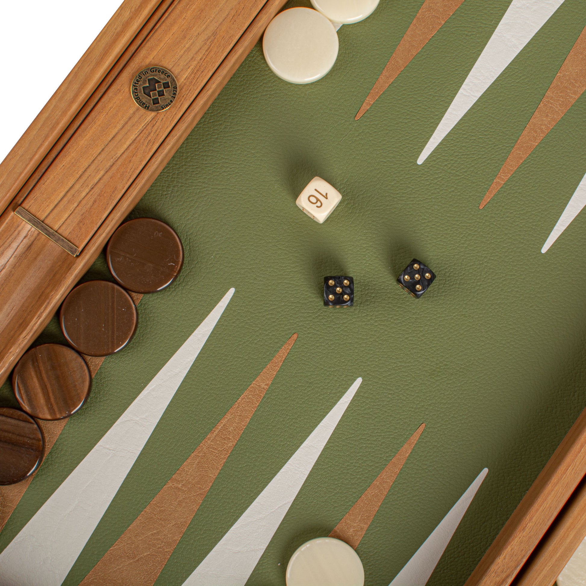 Premium Leatherette Forest Green Backgammon Set - Premium Backgammon from MANOPOULOS Chess & Backgammon - Just €186! Shop now at MANOPOULOS Chess & Backgammon